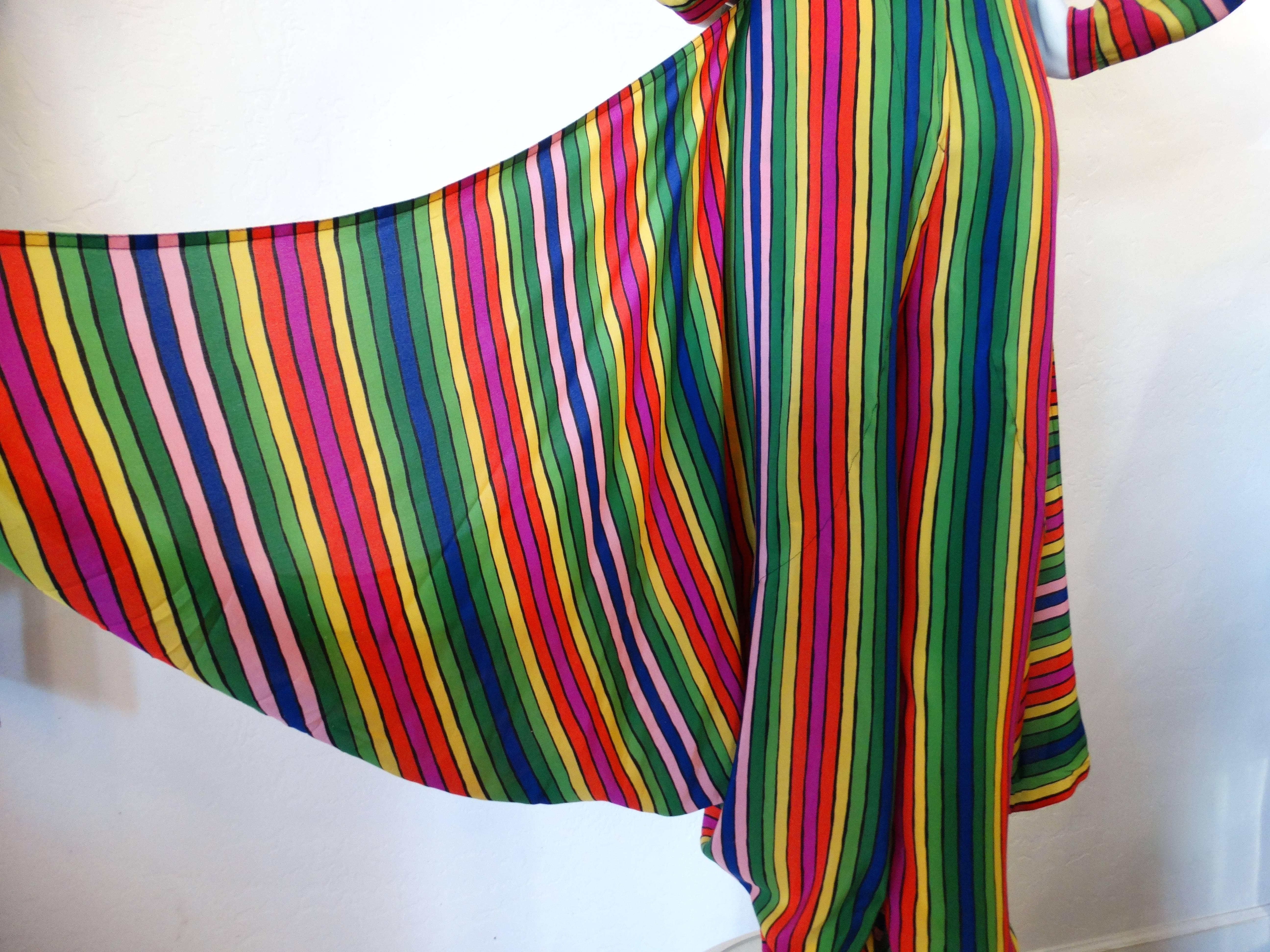 Rare 1980s Fong Leng Rainbow Floral Silk Pant Set  3
