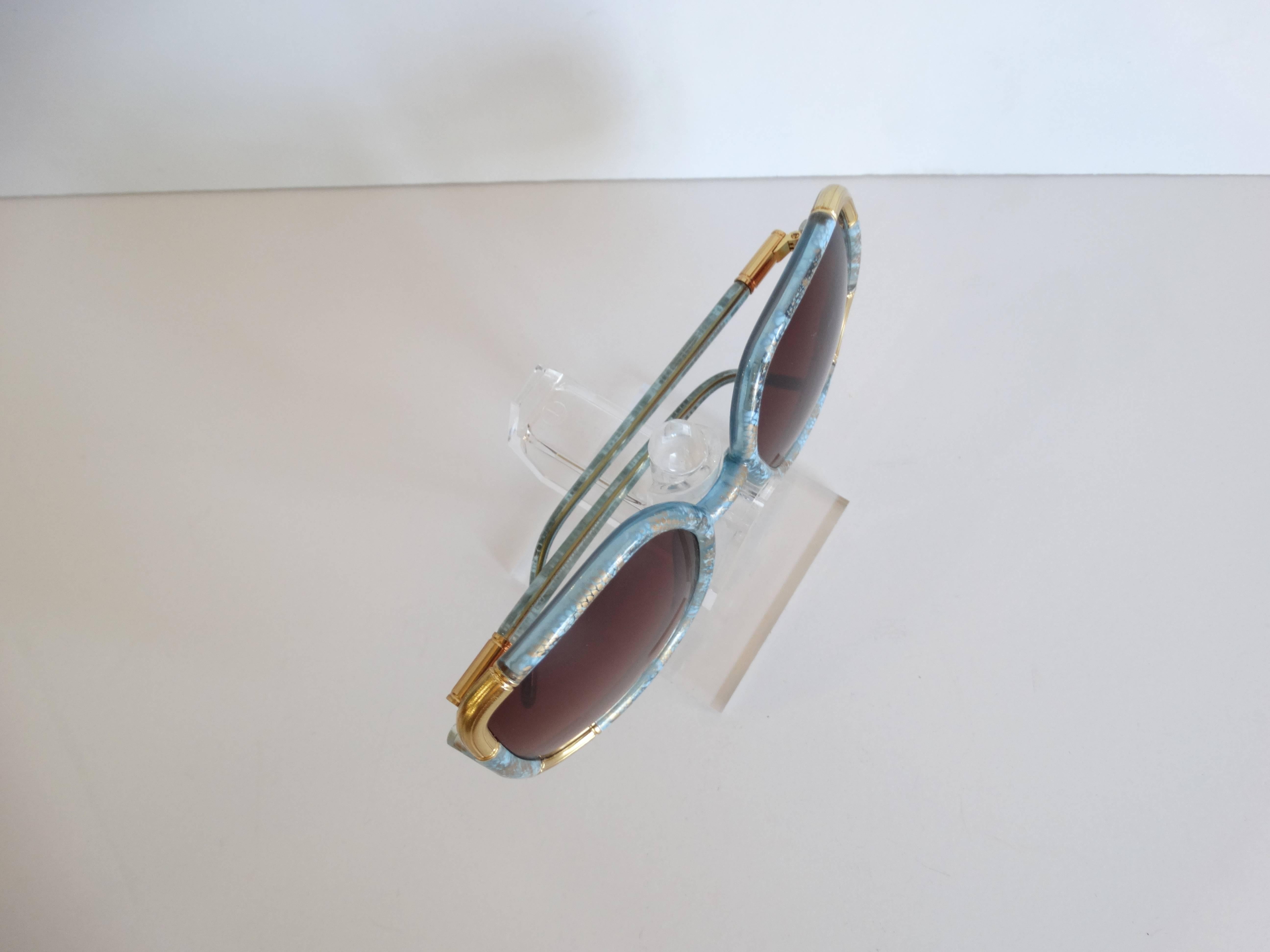 Rare Style of 1970s Ted Lapidus Blue Lace Sunglasses  1