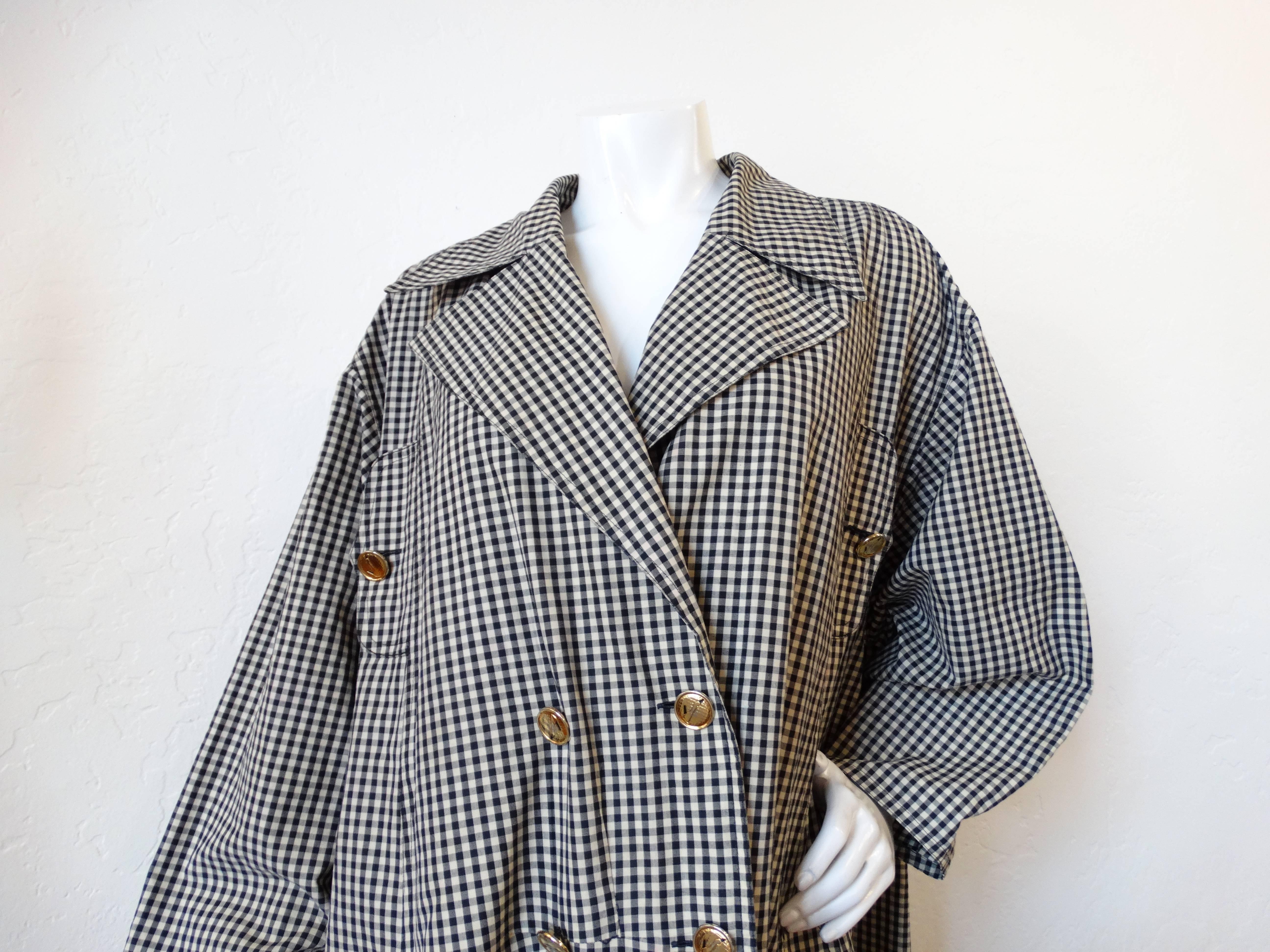 1980s Chanel Gingham Trench Coat In Good Condition In Scottsdale, AZ