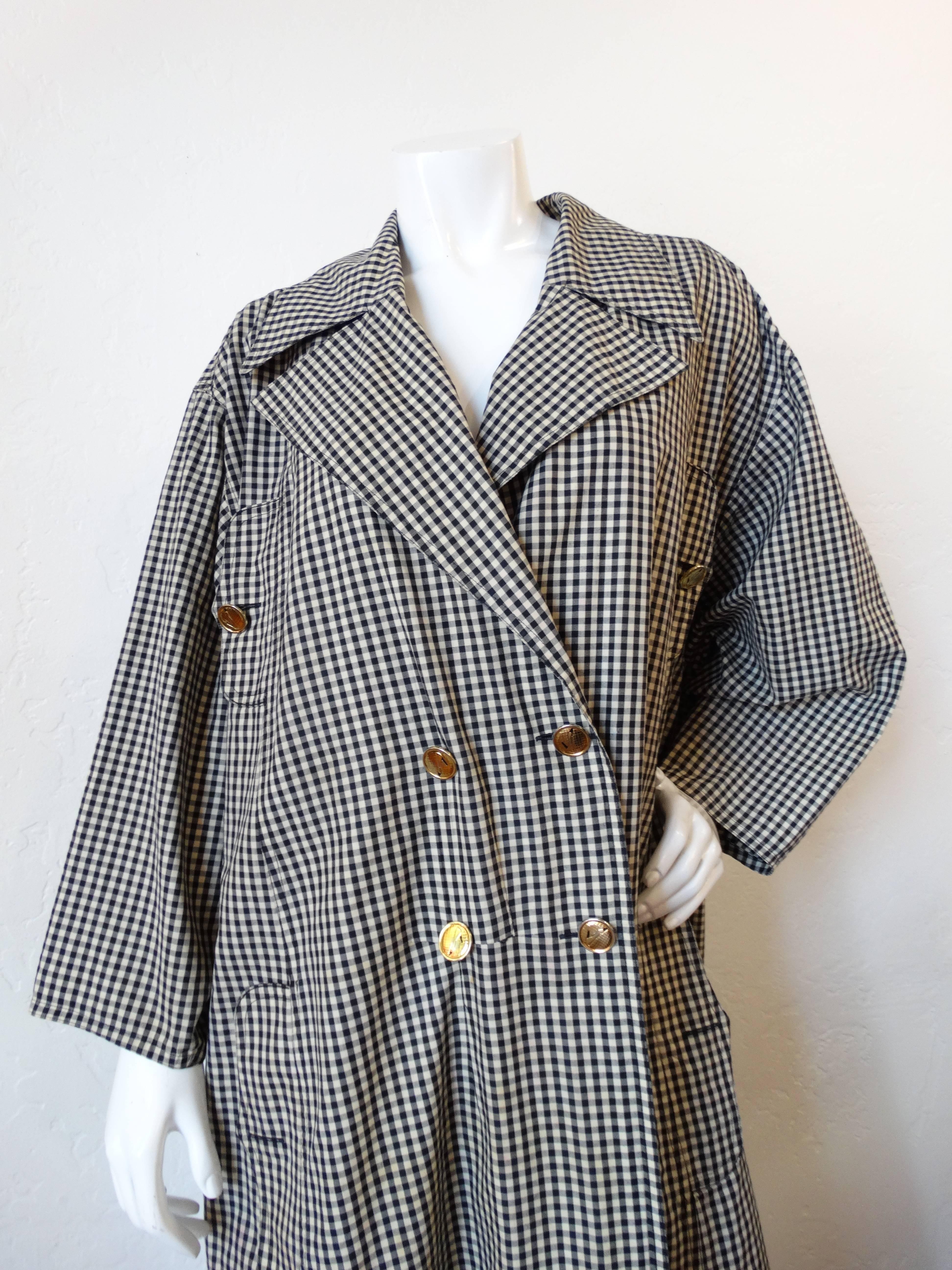 1980s Chanel Gingham Trench Coat 2