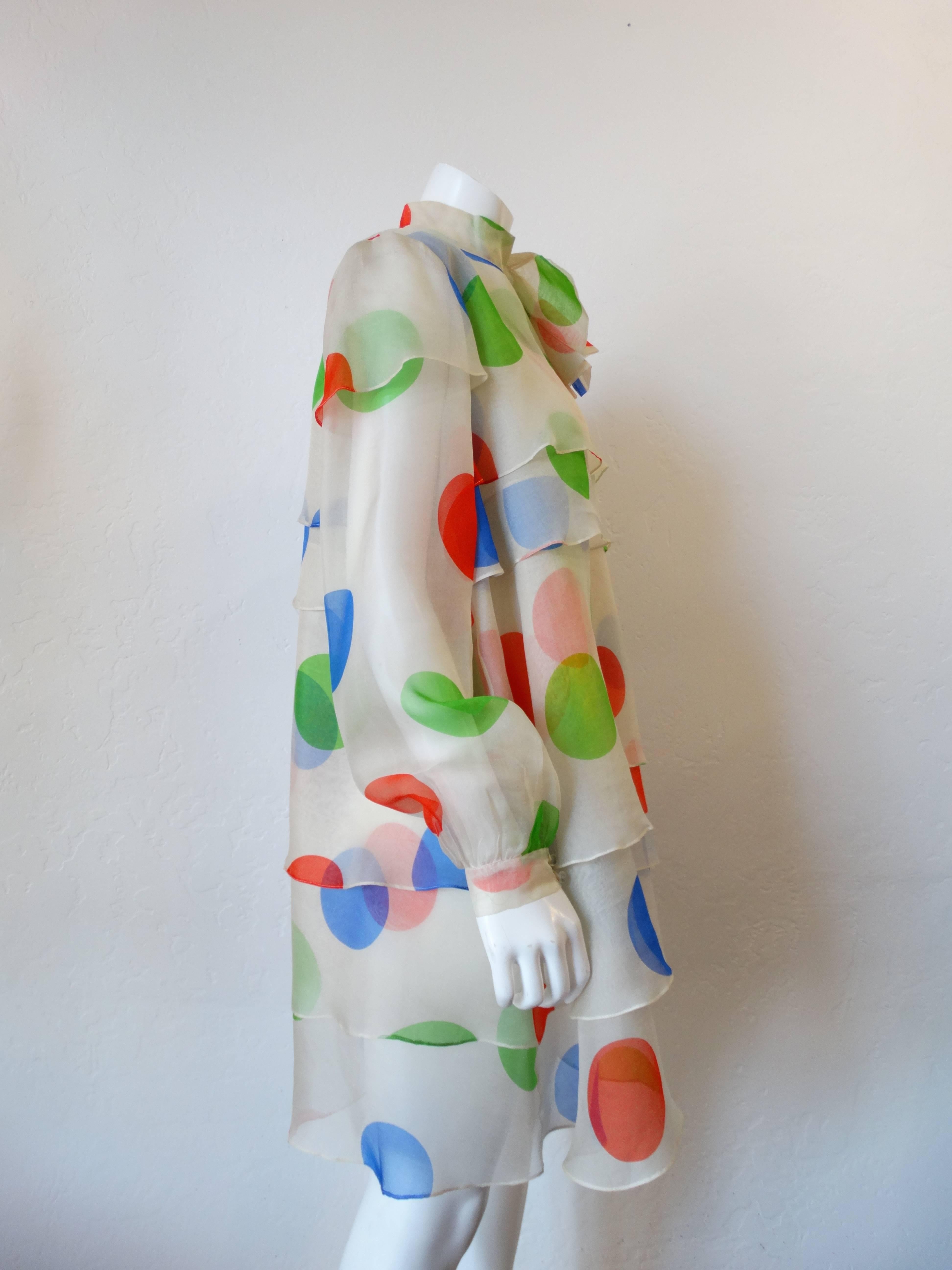 1980s Fong Leng Studio Polka Dot Chiffon Dress In Excellent Condition In Scottsdale, AZ