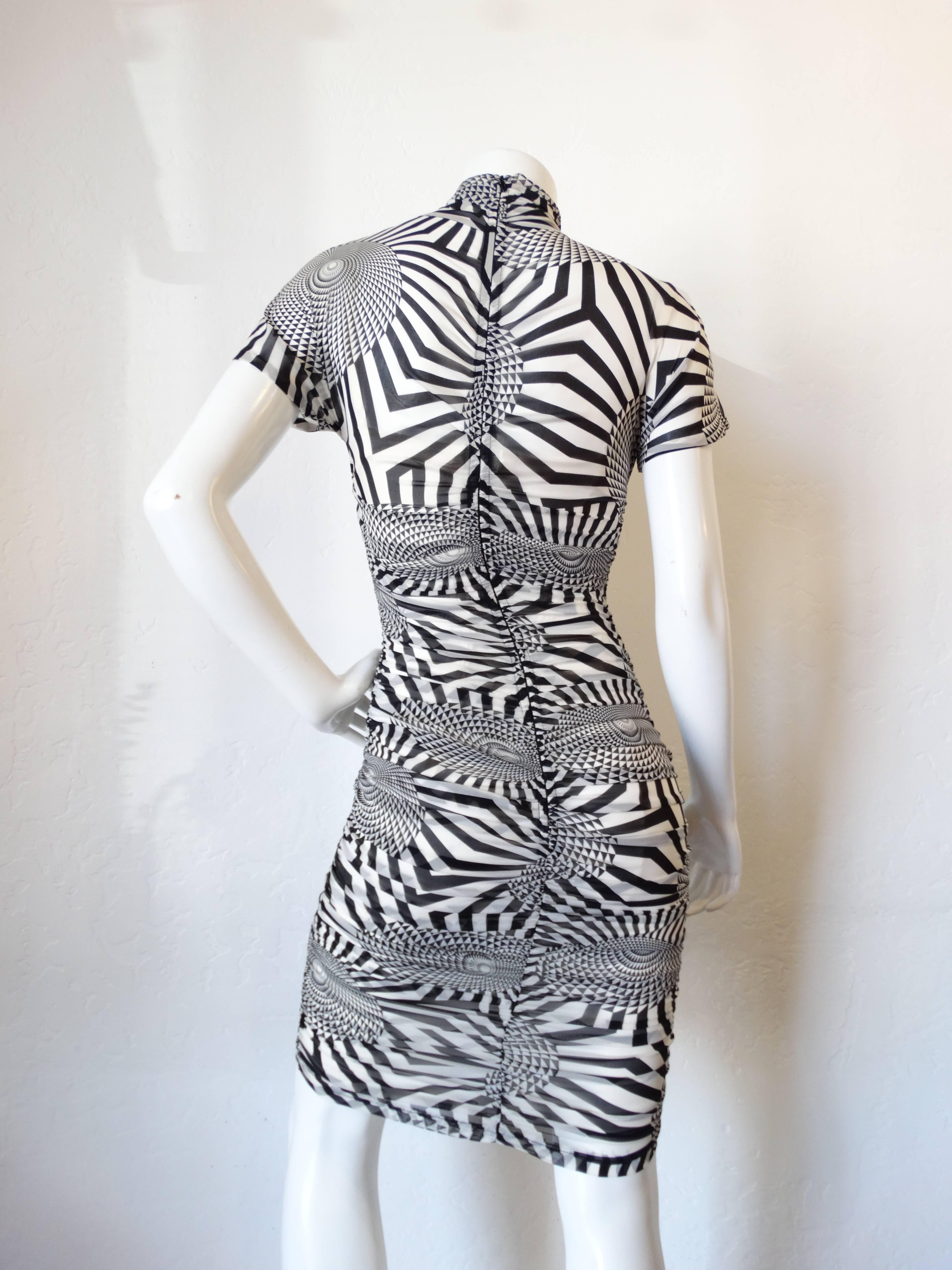 Gray Dolce & Gabbana Optical Print Bodycon Dress 