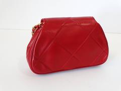 1990s Chanel Red Lambskin Quilted Mini Bag