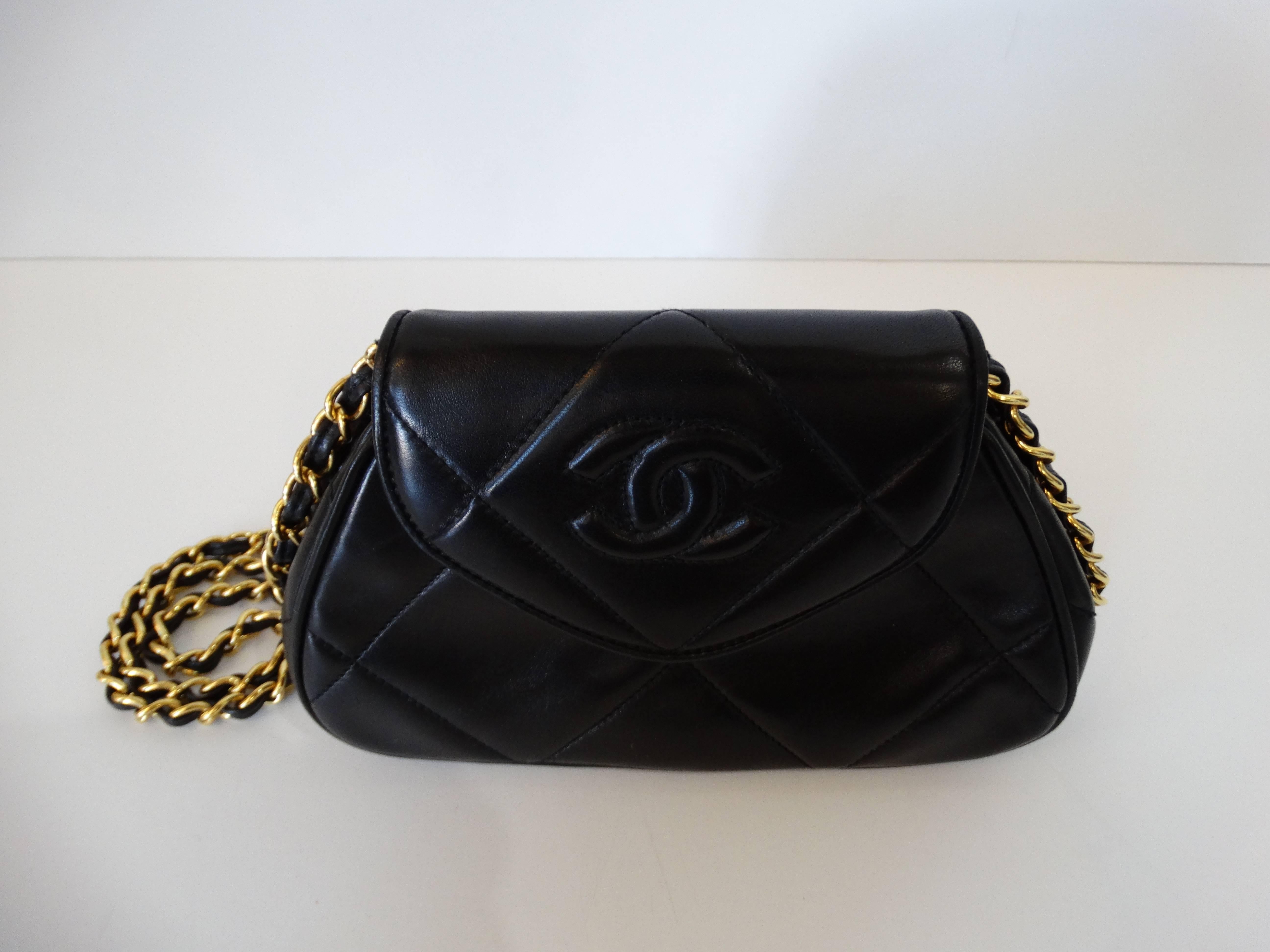 Rare 1990s Chanel Black Lambskin Quilted Mini Bag 1
