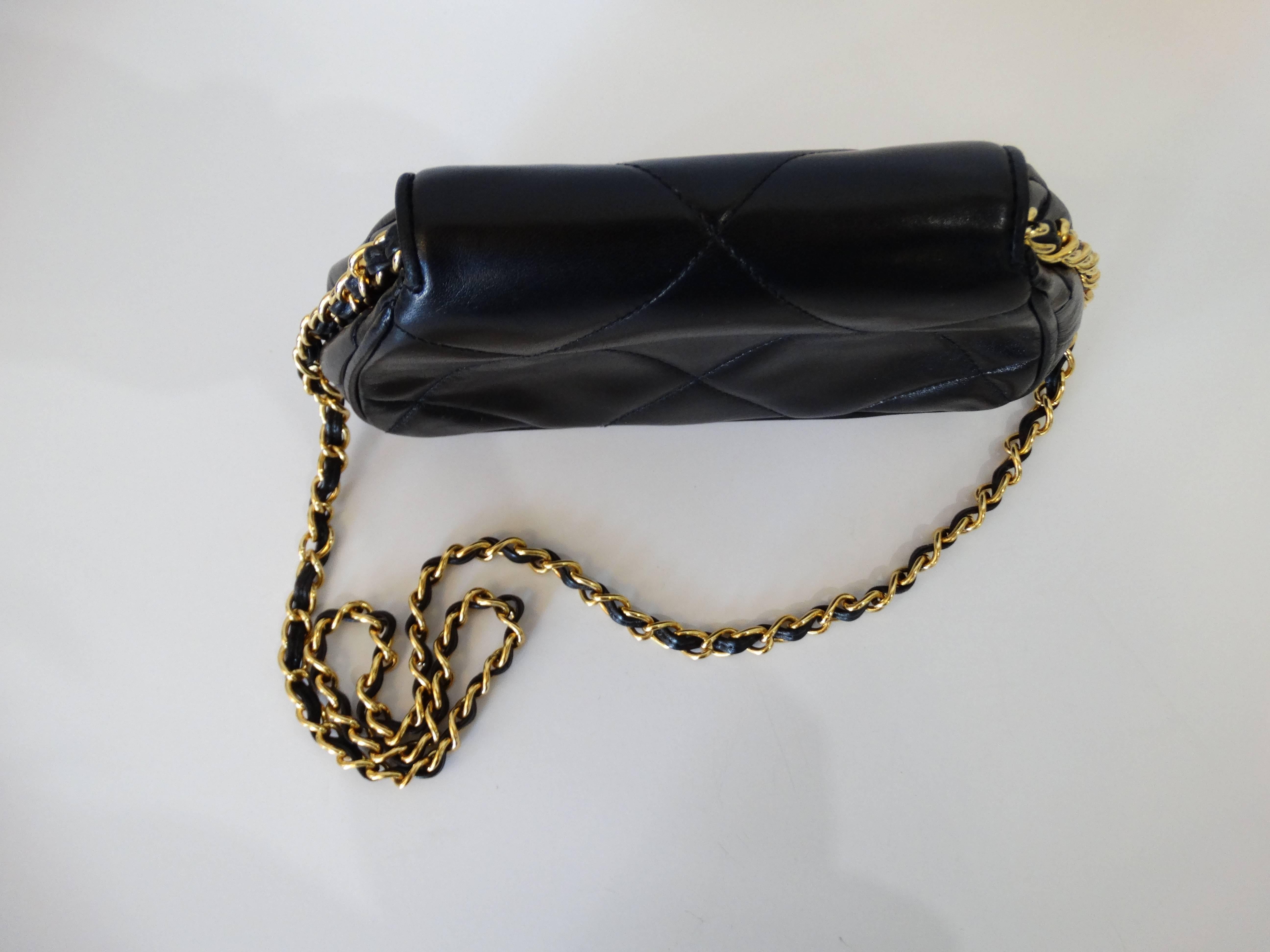 Rare 1990s Chanel Black Lambskin Quilted Mini Bag 4