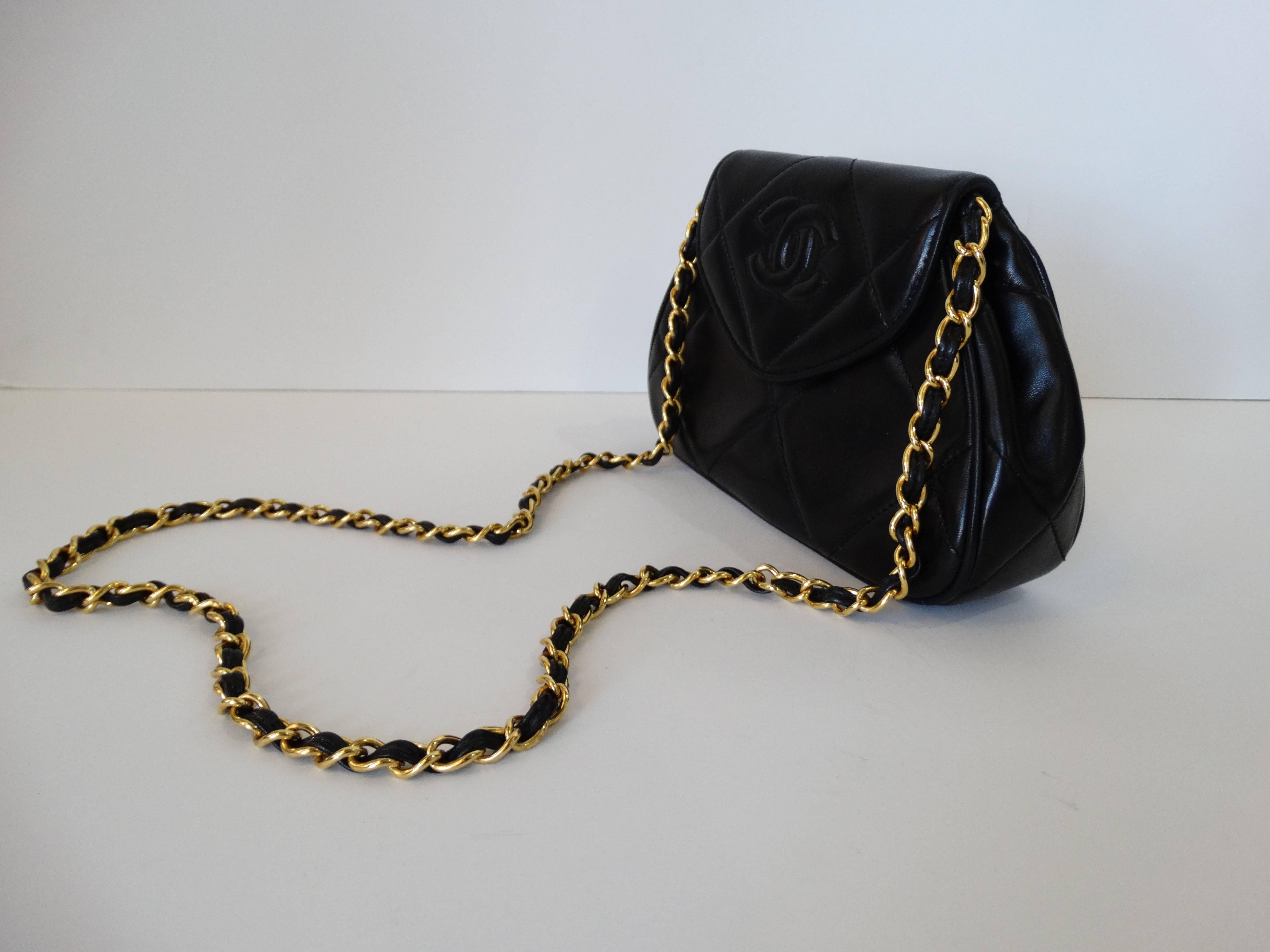 Rare 1990s Chanel Black Lambskin Quilted Mini Bag 5