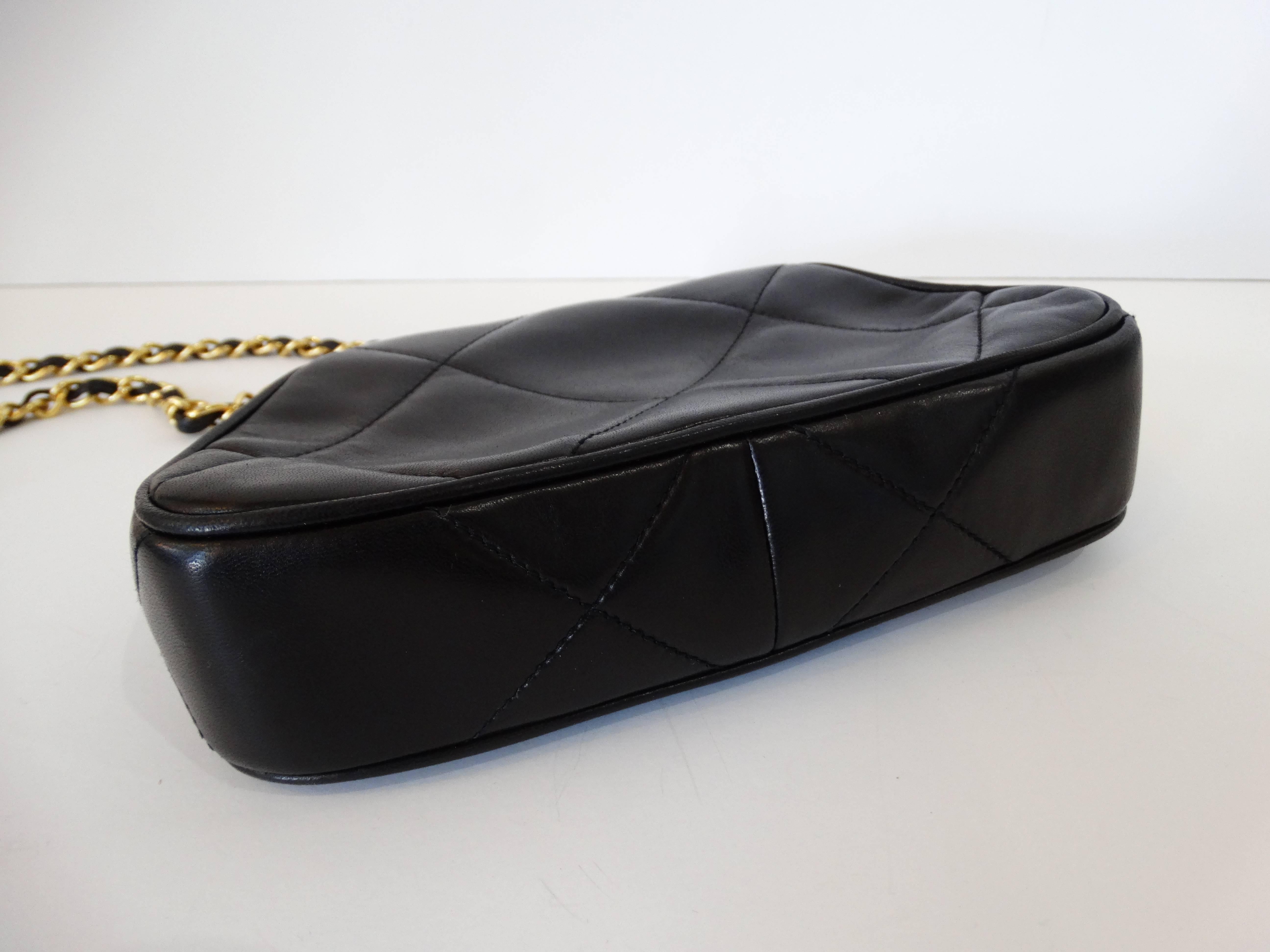 Rare 1990s Chanel Black Lambskin Quilted Mini Bag 6