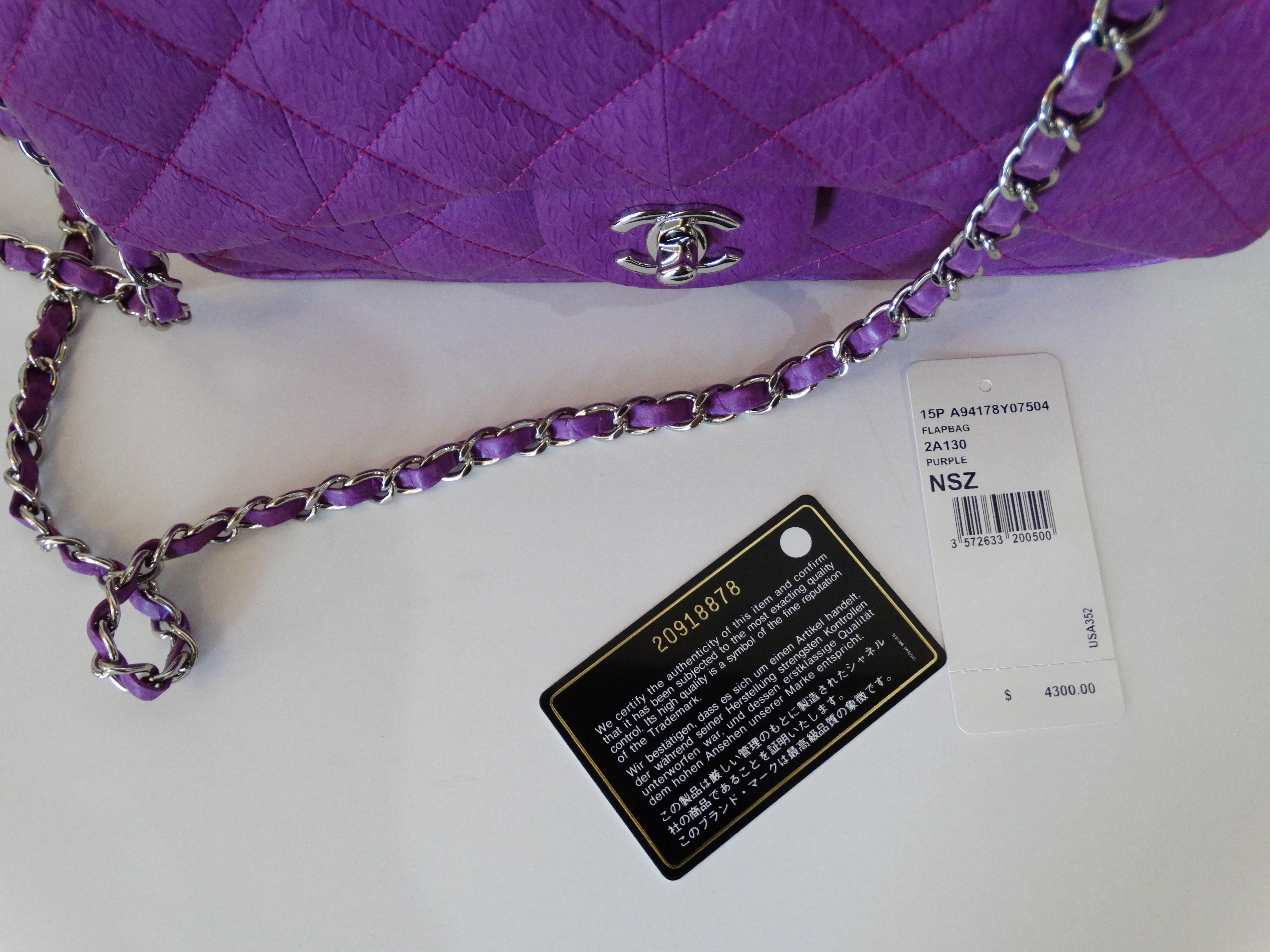 Chanel Purple Elaphe Watersnake Flap Bag, 2015  4