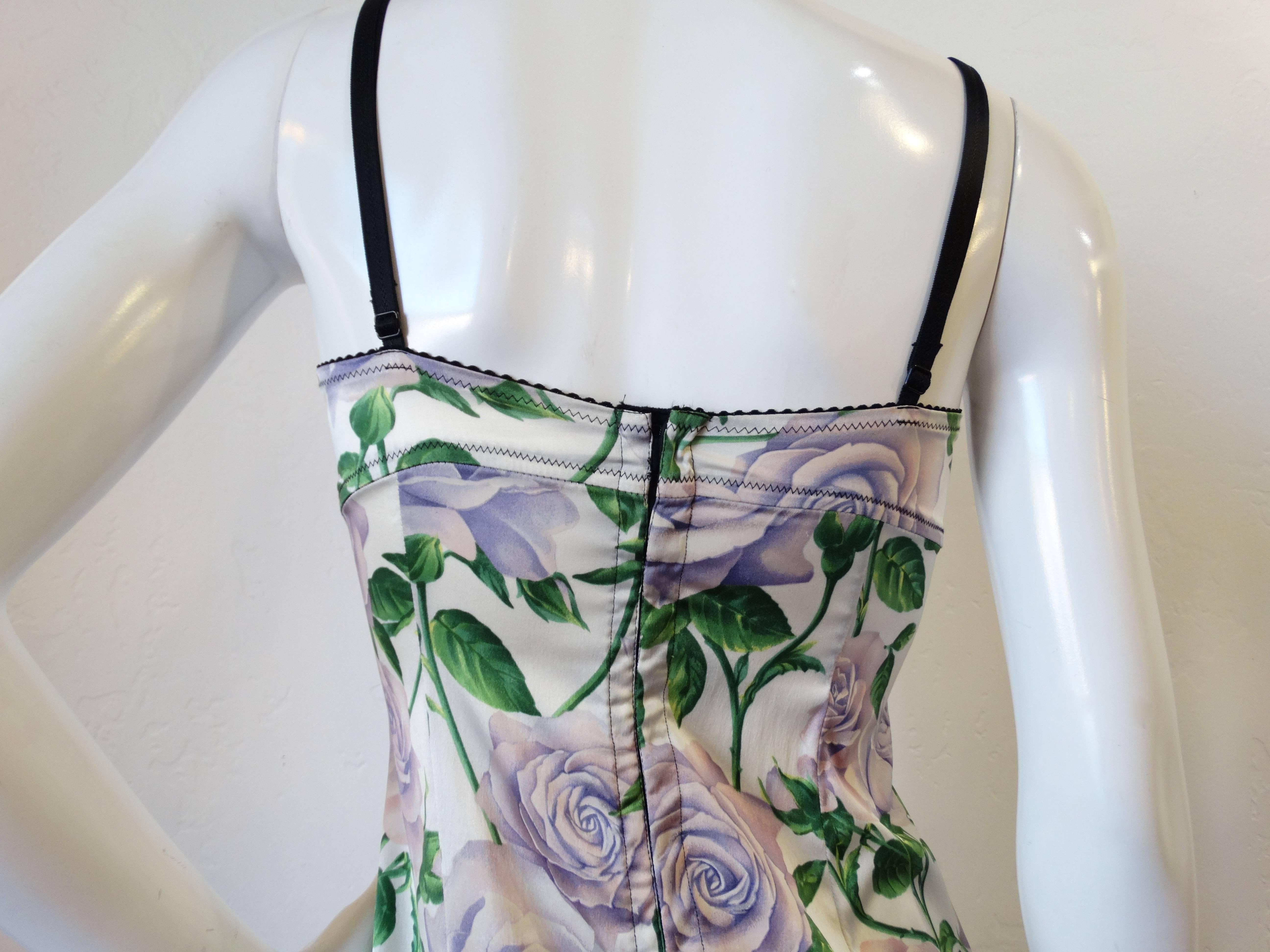 Gray Dolce & Gabbana Purple Rose Print Dress