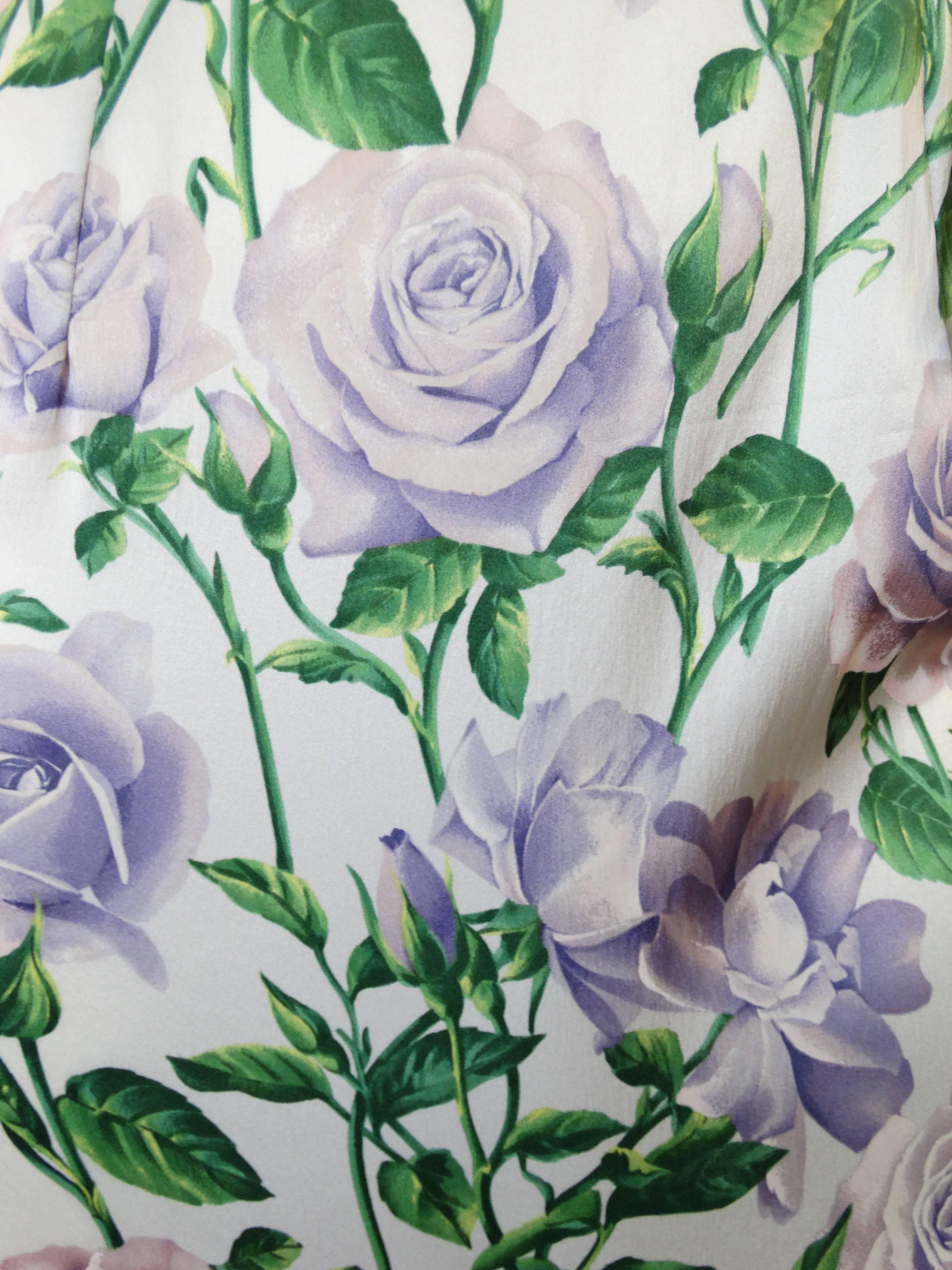 Dolce & Gabbana Purple Rose Print Dress 1