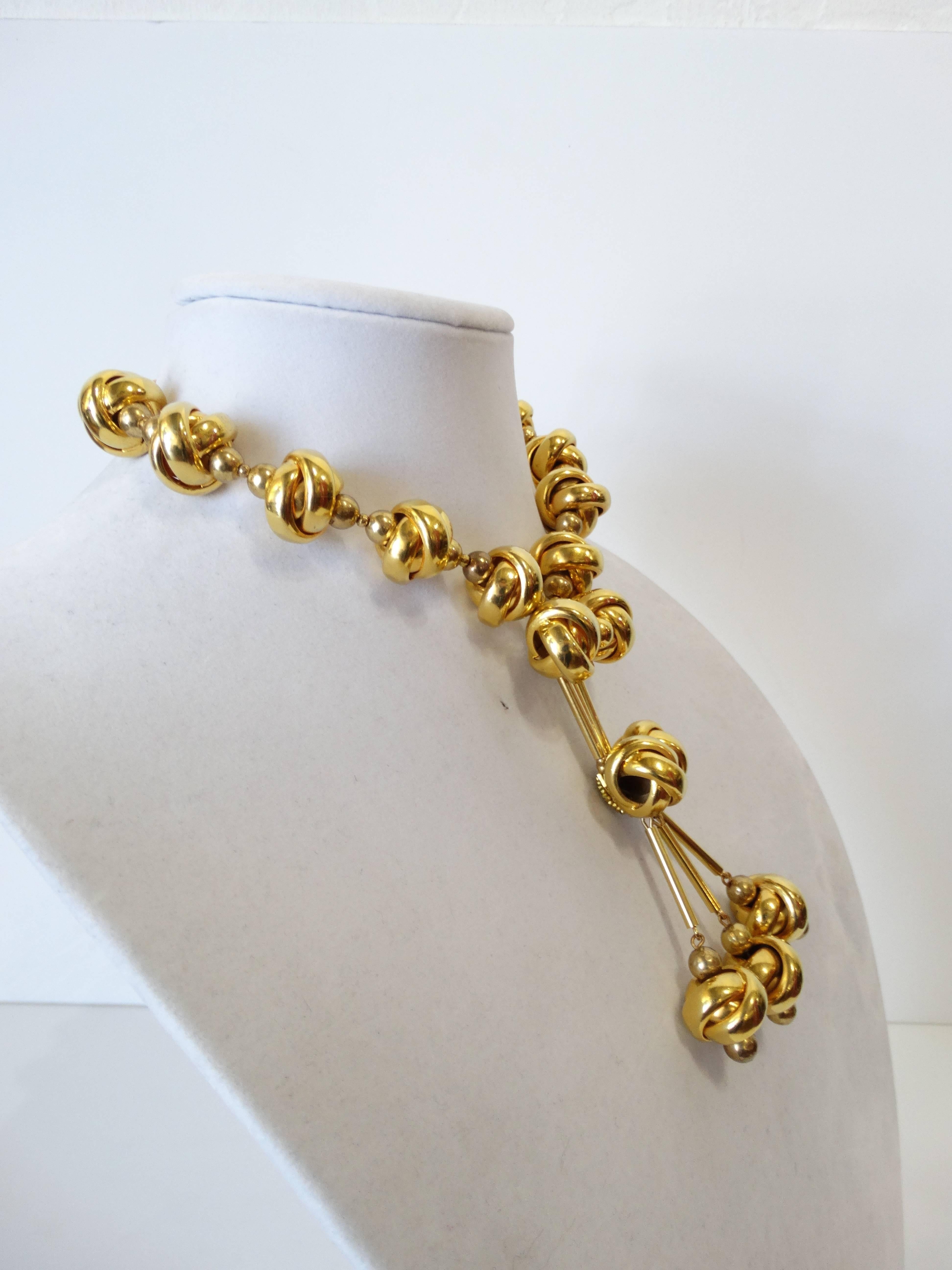 Women's 1970s William De Lillo Gold Knot Collar Necklace