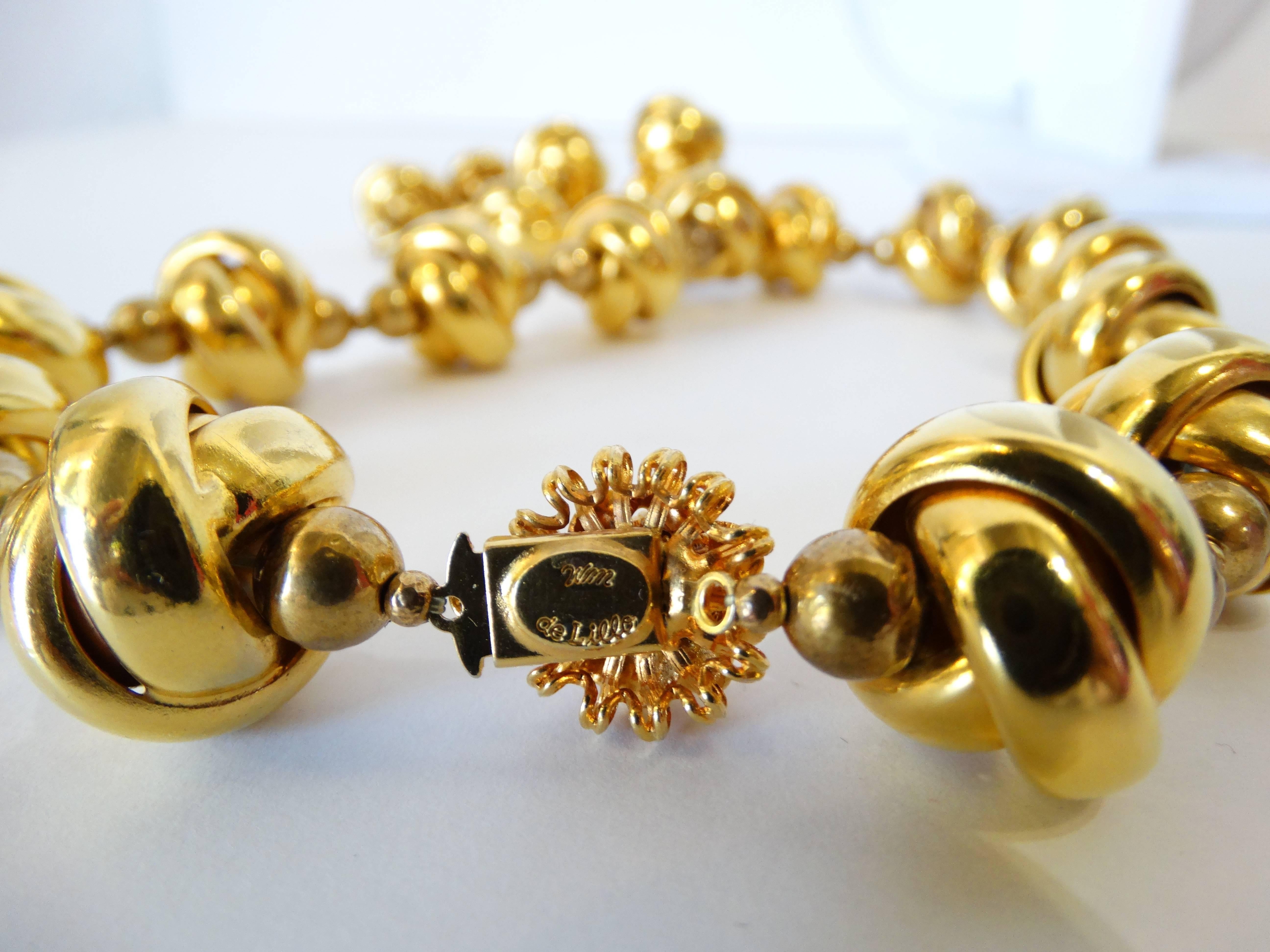 1970s William De Lillo Gold Knot Collar Necklace 2