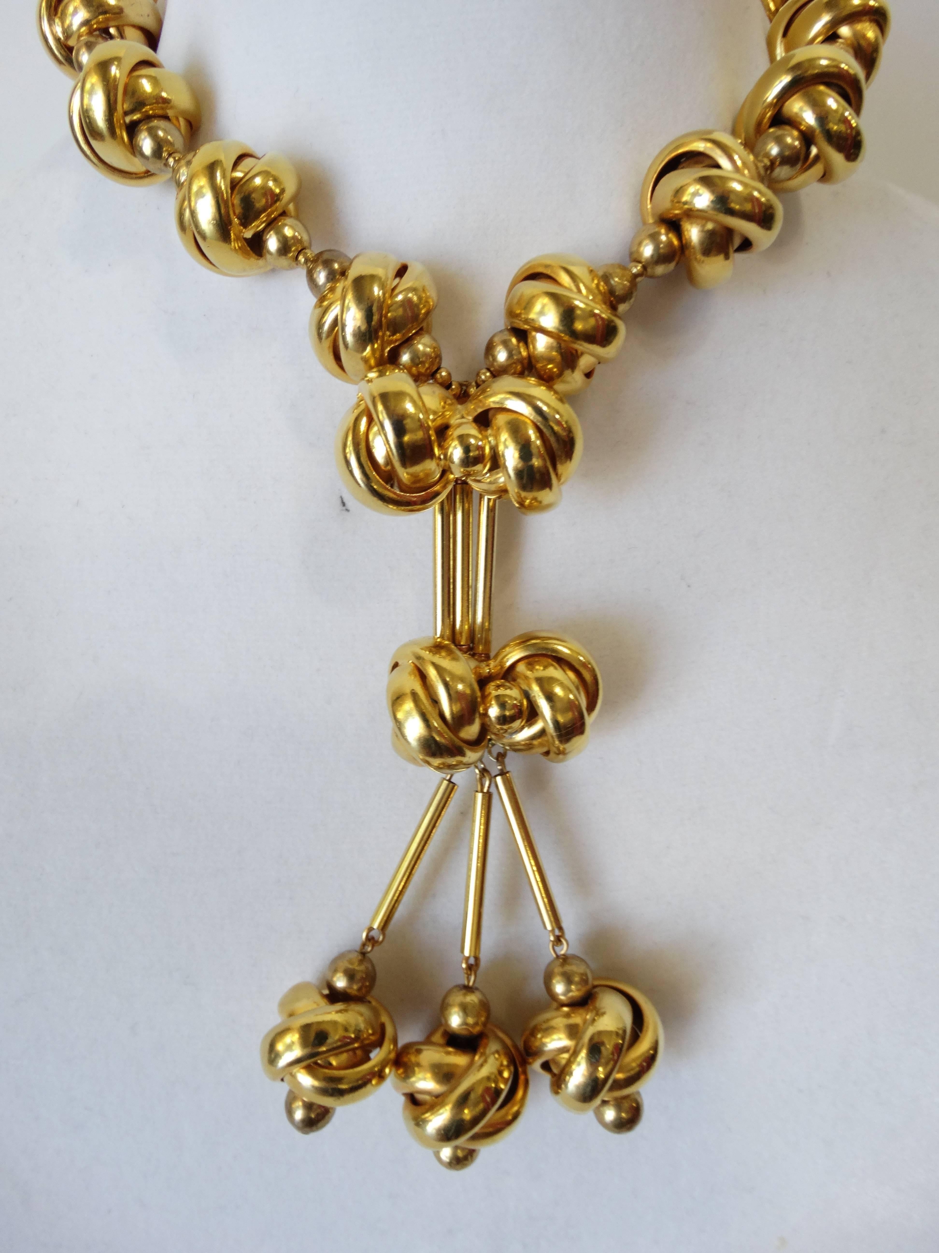 1970s William De Lillo Gold Knot Collar Necklace 1