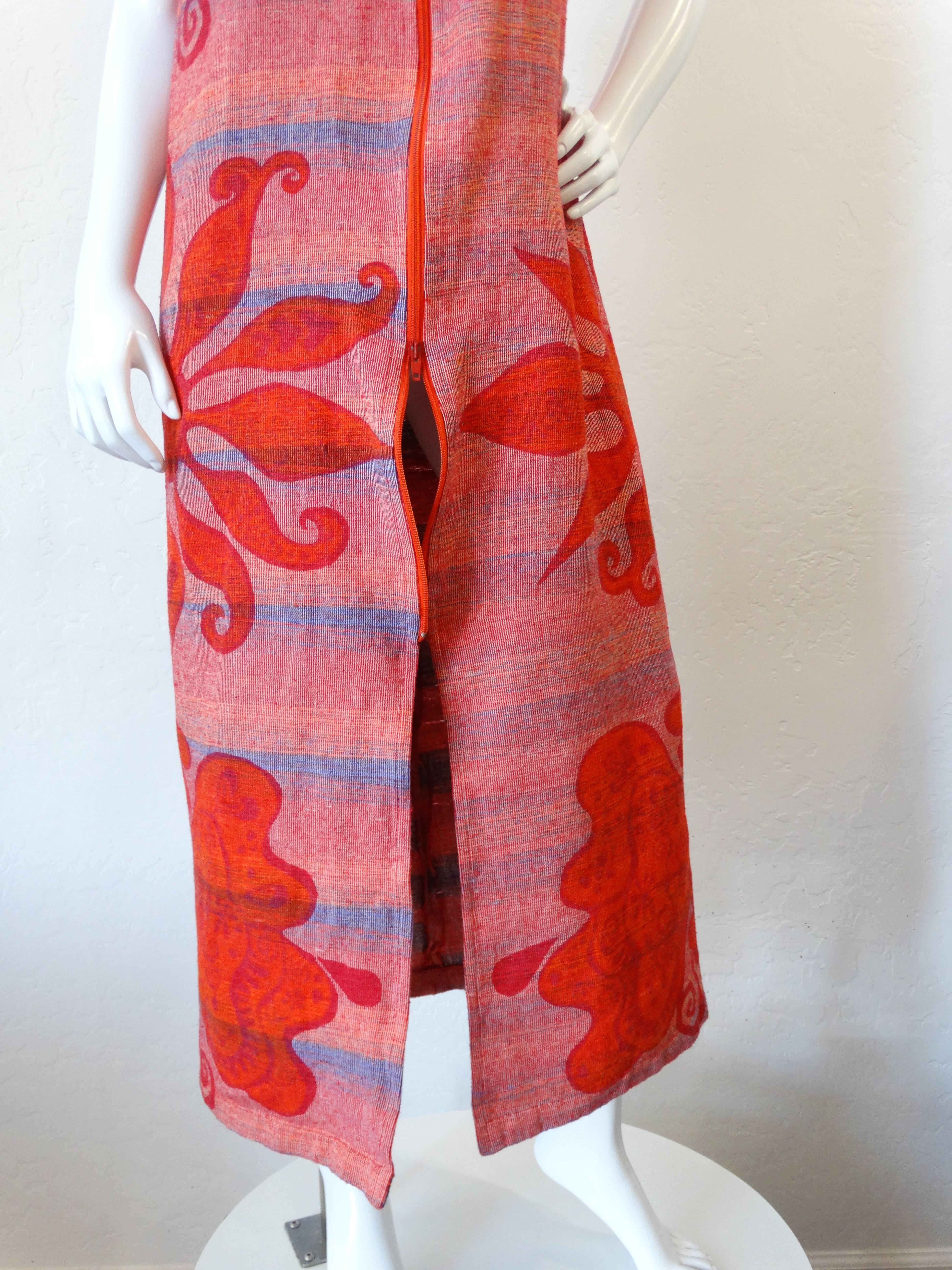 1970s Hooded Zip Up Rikma Floral Print  Dress 4