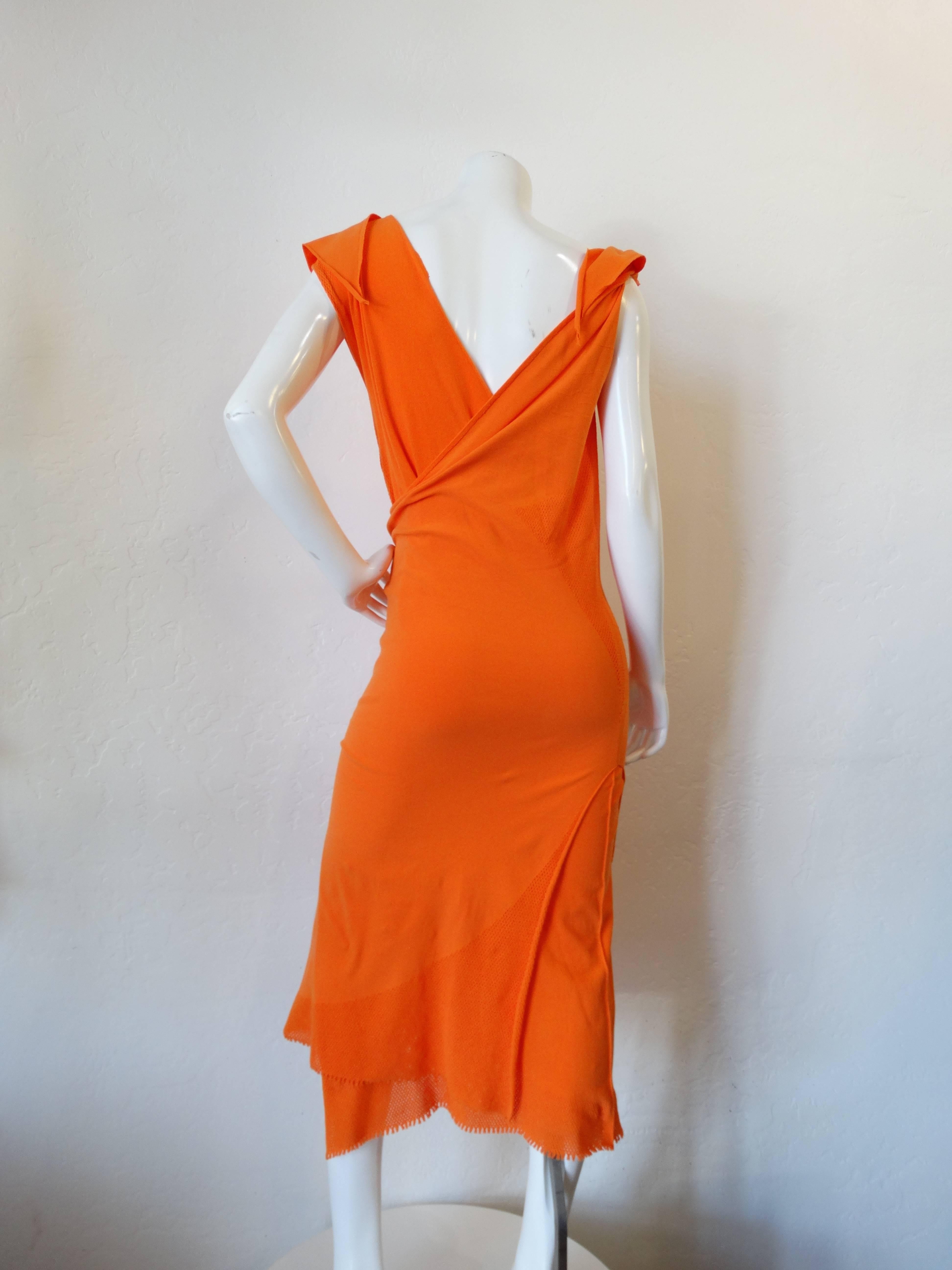 Documented 2005 A-POC by Issey Miyake & Dai Fujiwara 2-Piece Orange Dress Set In Excellent Condition For Sale In Scottsdale, AZ