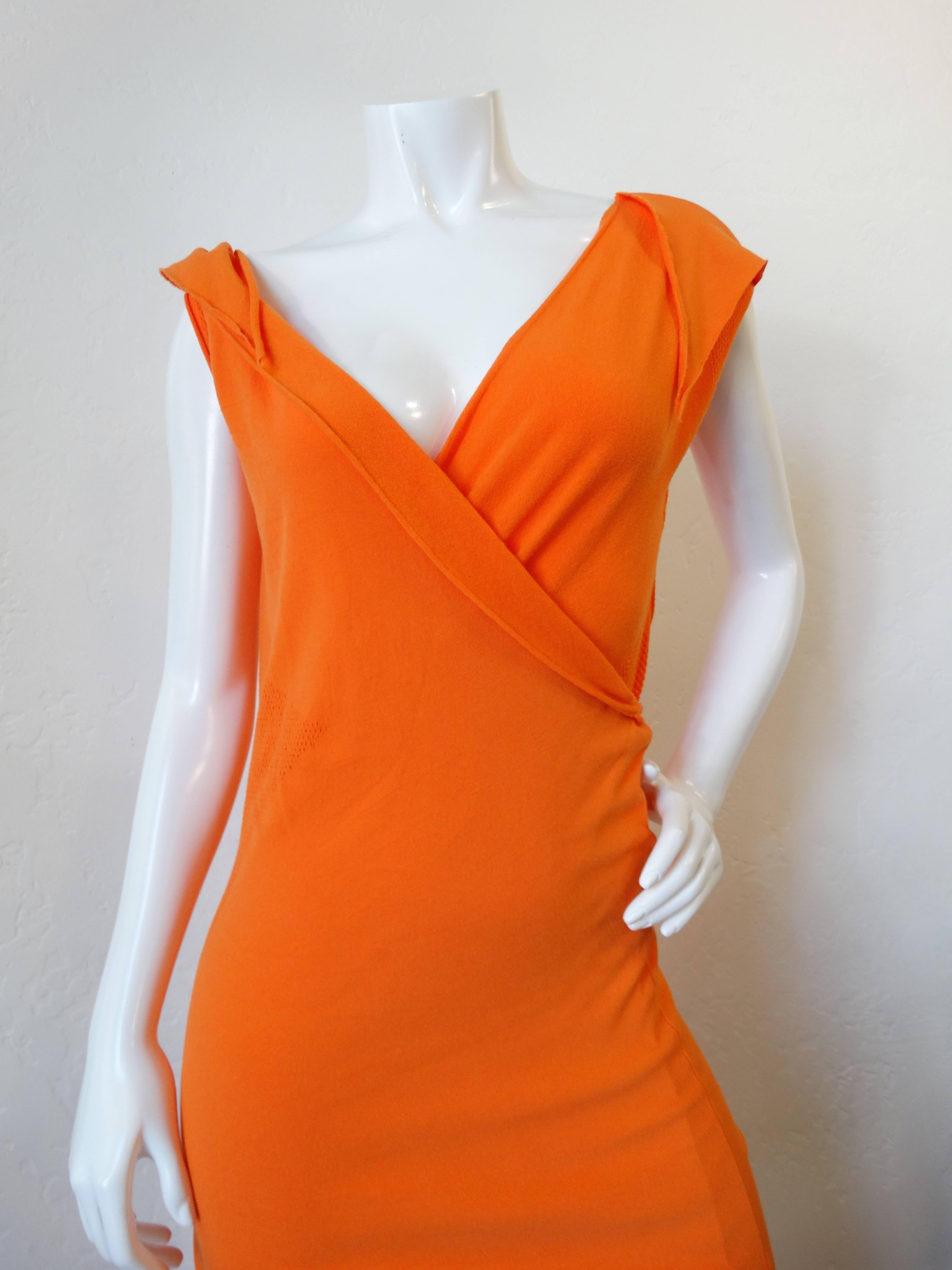Women's Documented 2005 A-POC by Issey Miyake & Dai Fujiwara 2-Piece Orange Dress Set For Sale