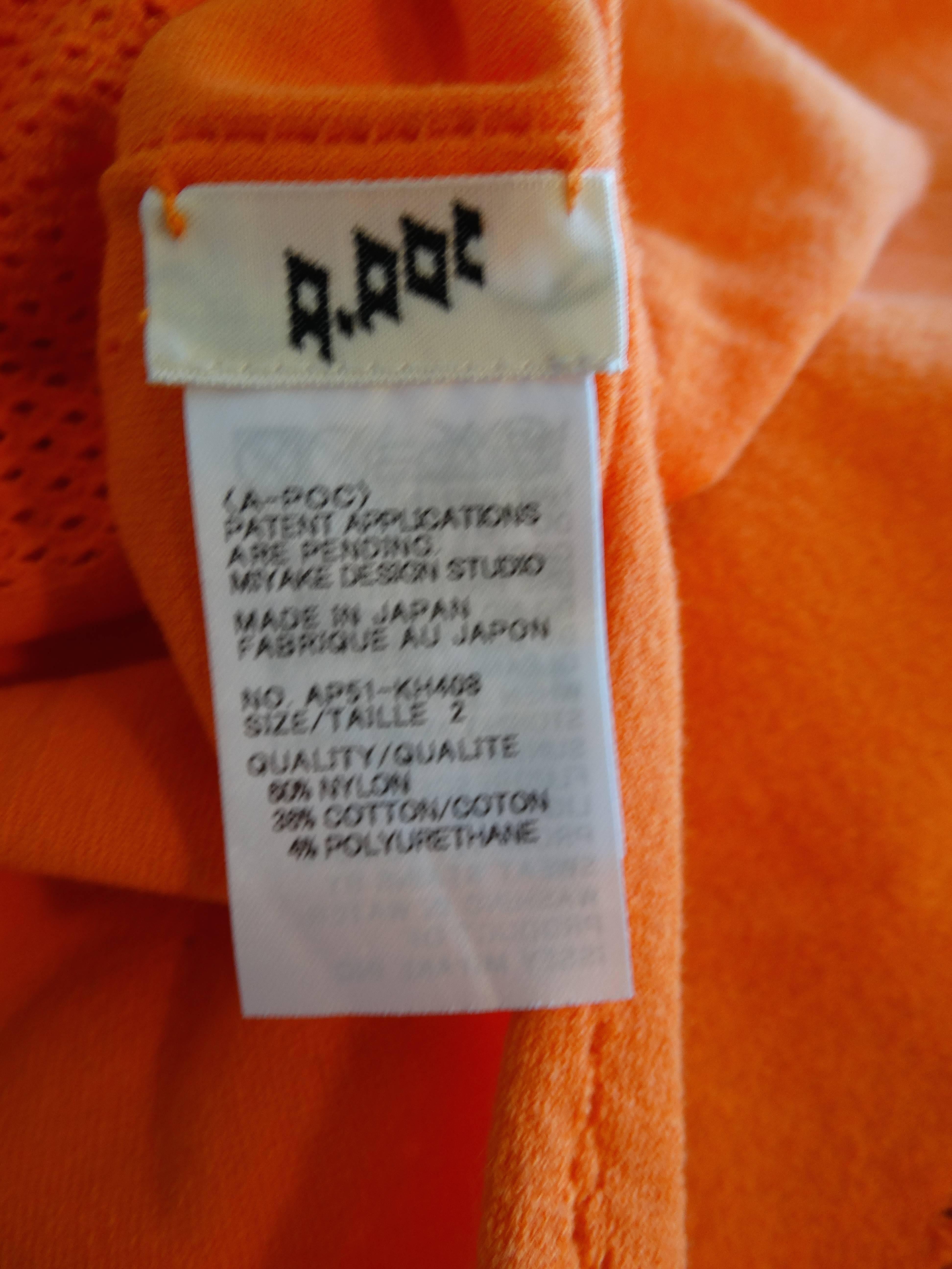 Documented 2005 A-POC by Issey Miyake & Dai Fujiwara 2-Piece Orange Dress Set For Sale 1