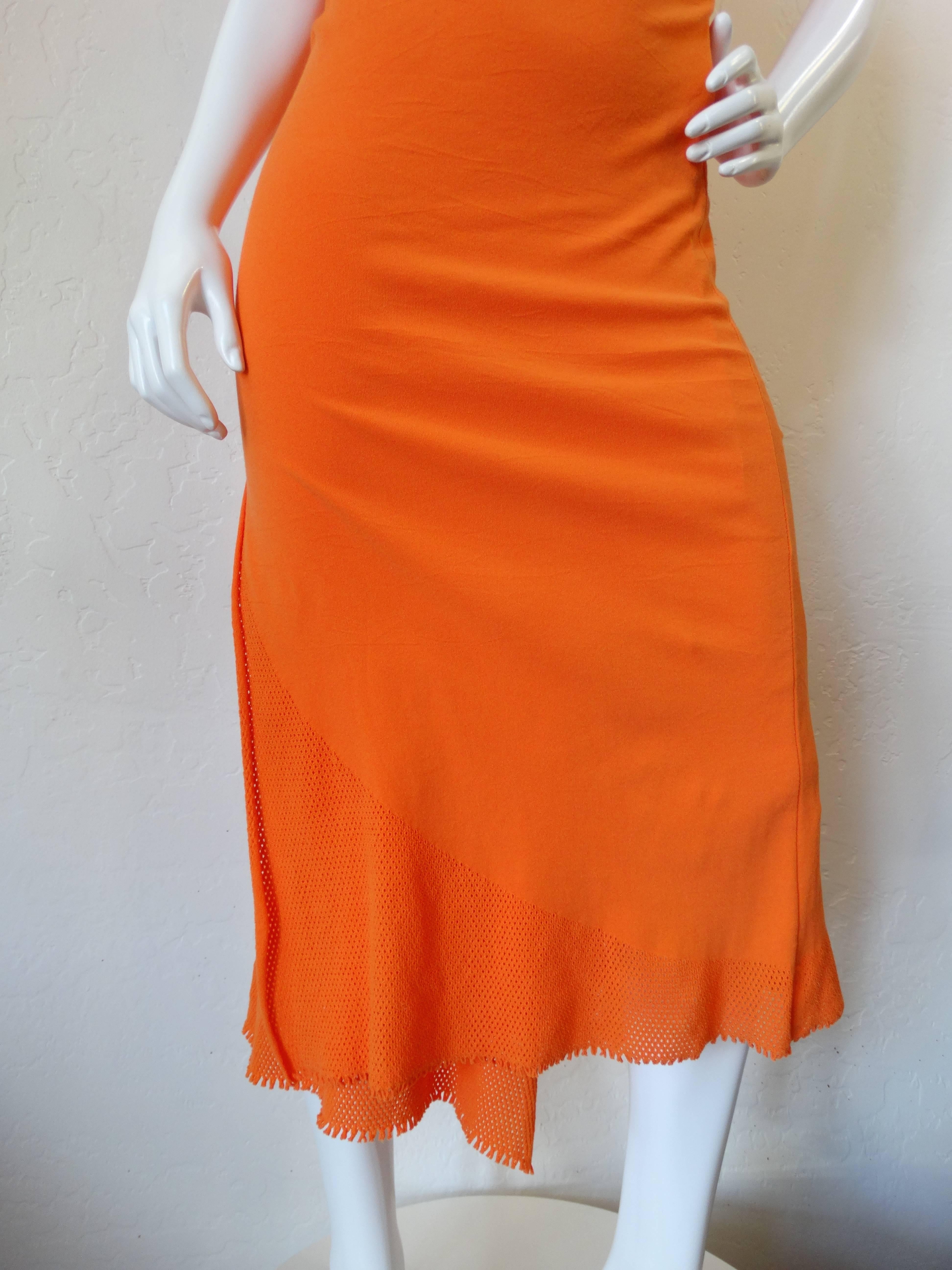 Documented 2005 A-POC by Issey Miyake & Dai Fujiwara 2-Piece Orange Dress Set For Sale 2