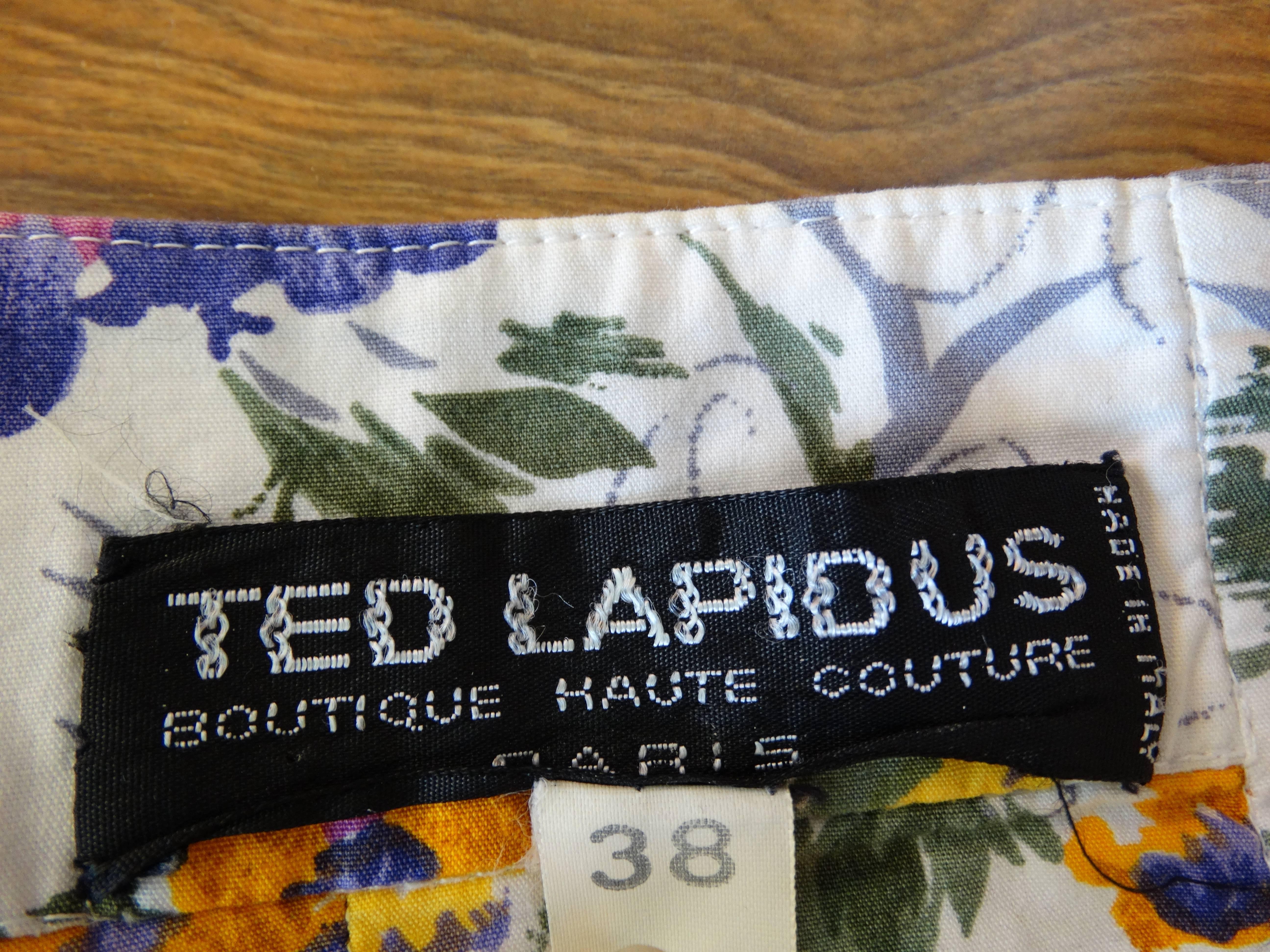 RARE 1980s Ted Lapidus Paris Boutique Floral Haute Couture Dress For Sale 4