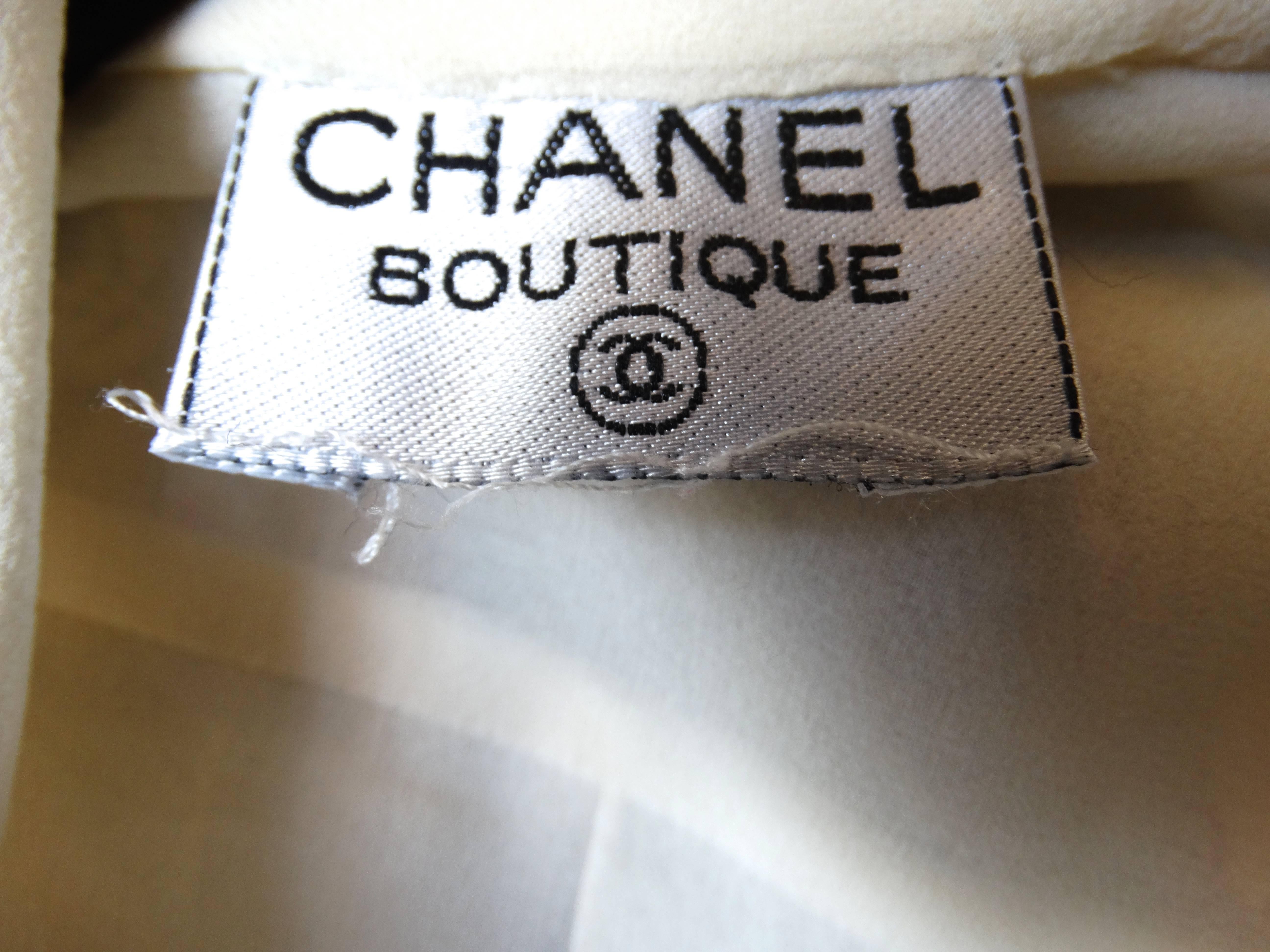 1980s Chanel Double Breasted Blouse with Pearl Chanel Buttons  3