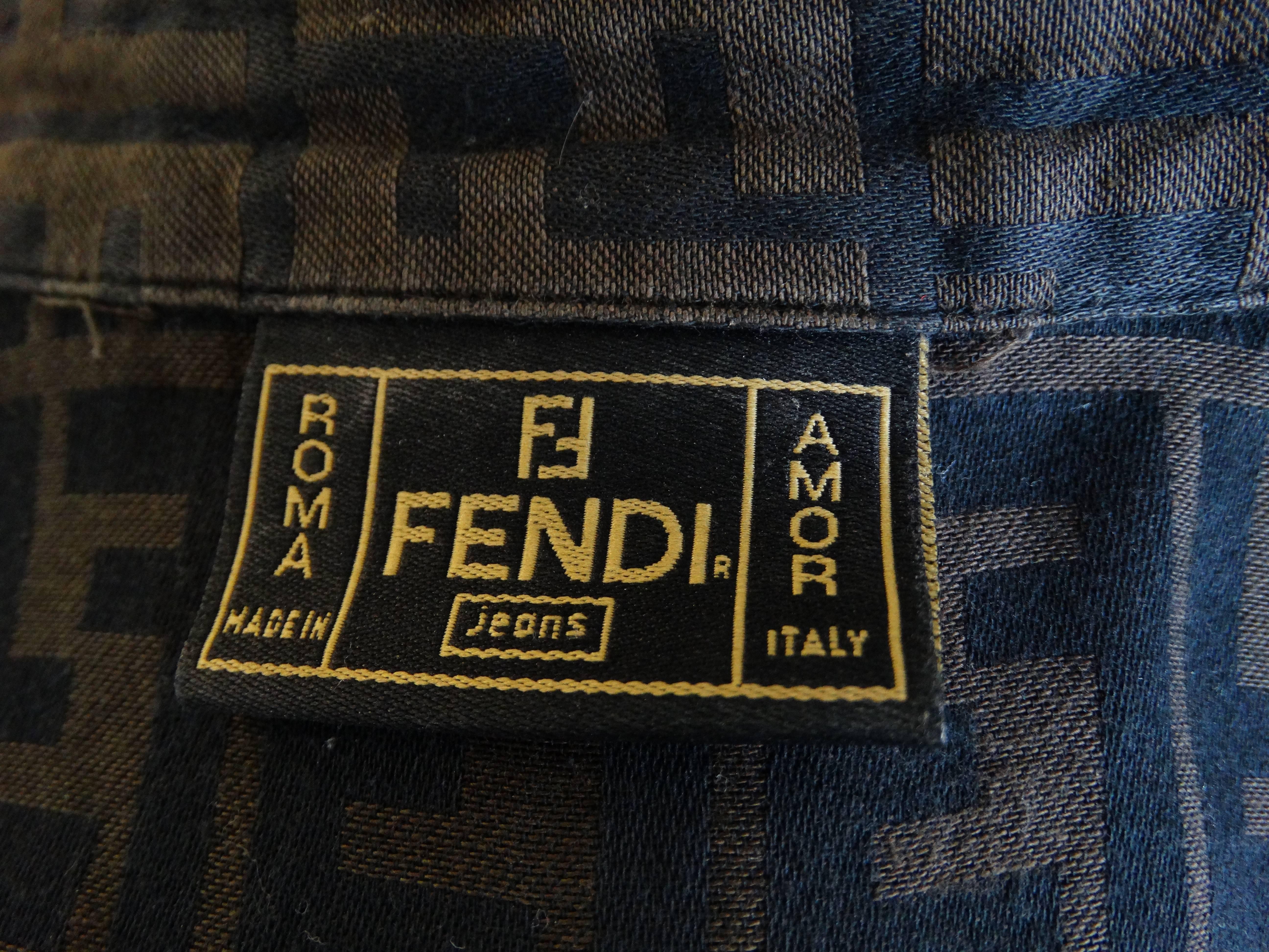 1980s Fendi Monogram Brown Button Up Shirt 3