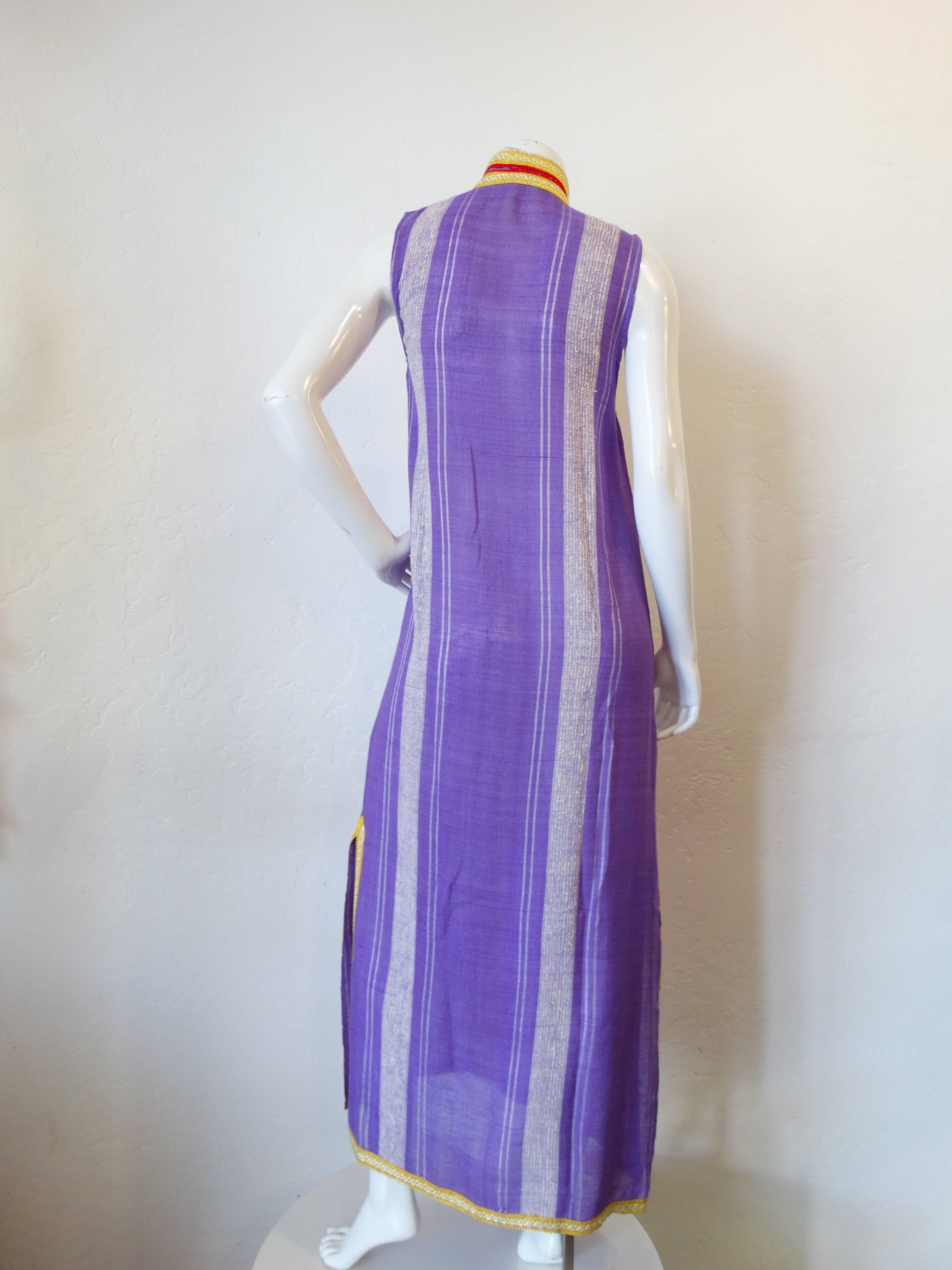 Women's 1970s Sleeveless Moroccan Kaftan Maxi Dress