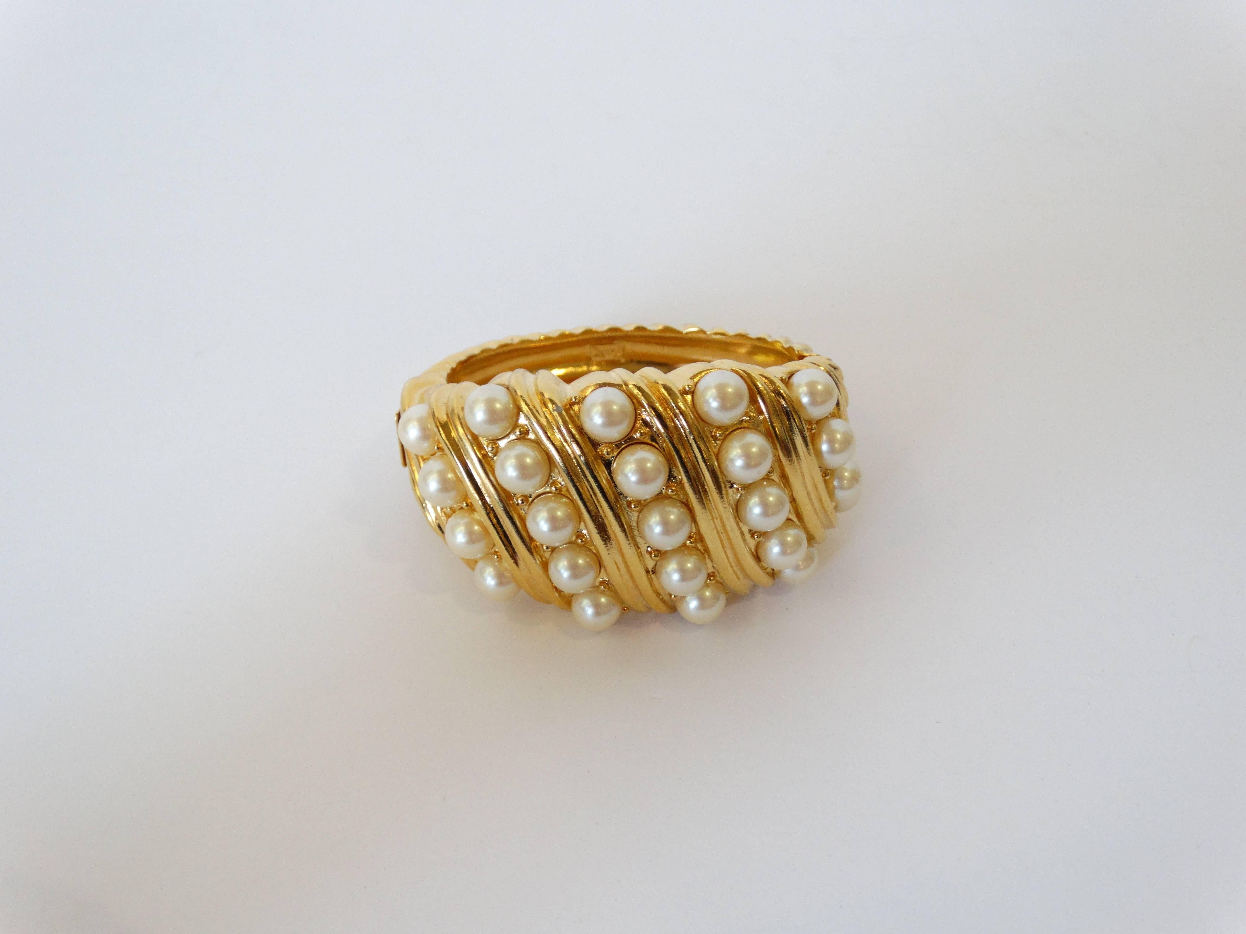 1980s Yves Saint Laurent Pearl Cuff In Excellent Condition In Scottsdale, AZ