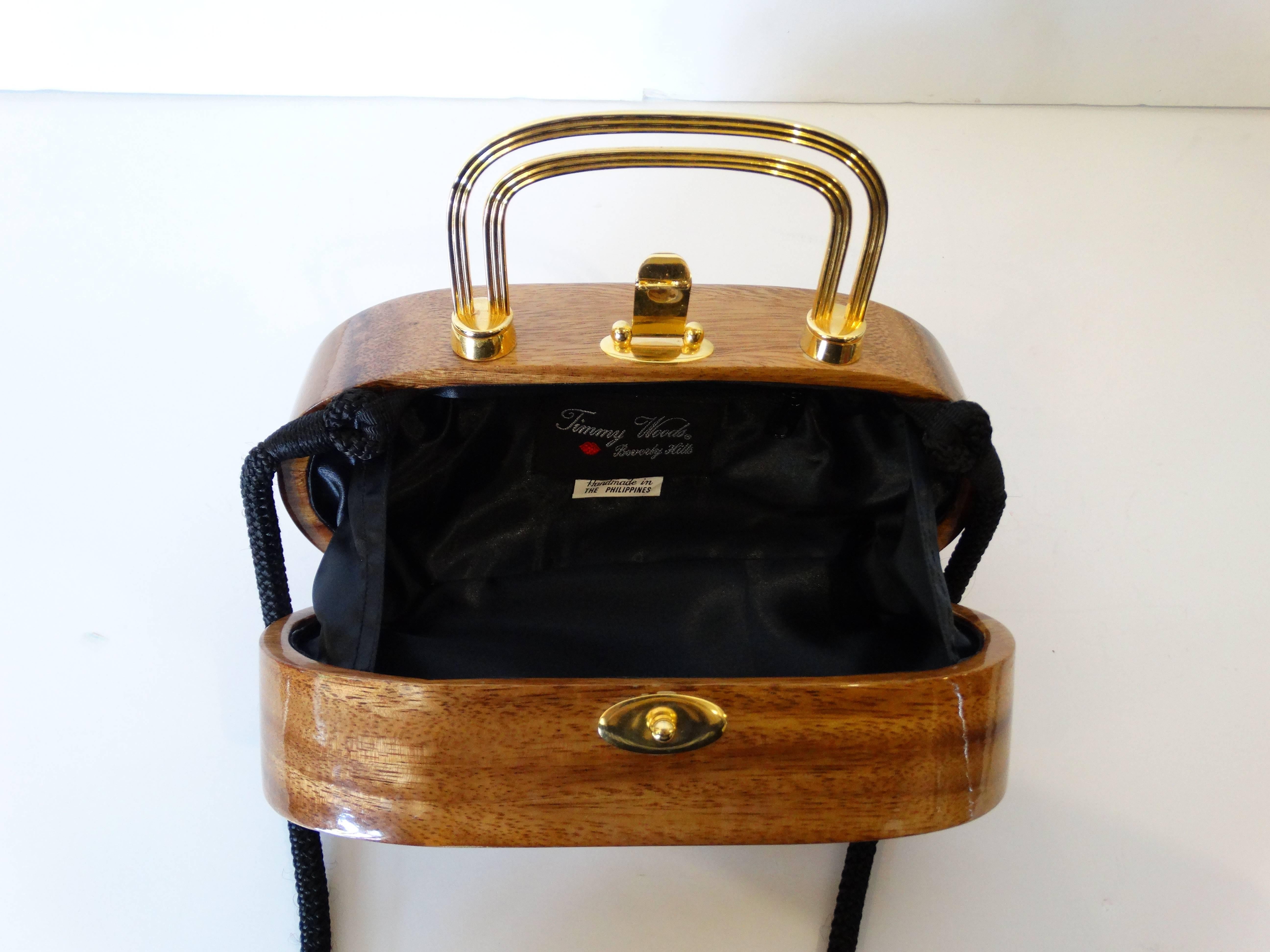 Brown Timmy Woods Lacquered Wood Handbag