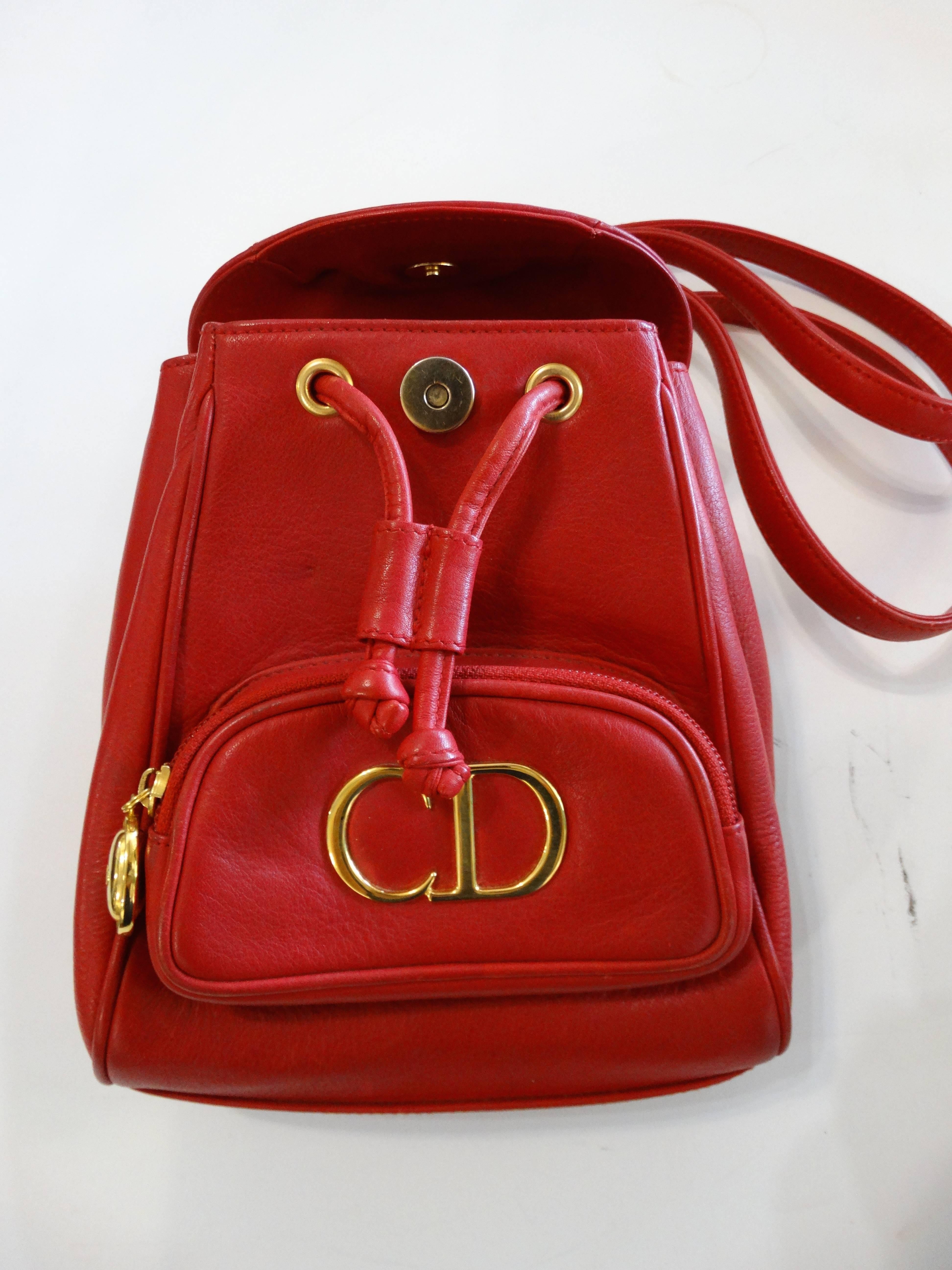 Christian Dior Lipstick Red Leather Mini Backpack   2