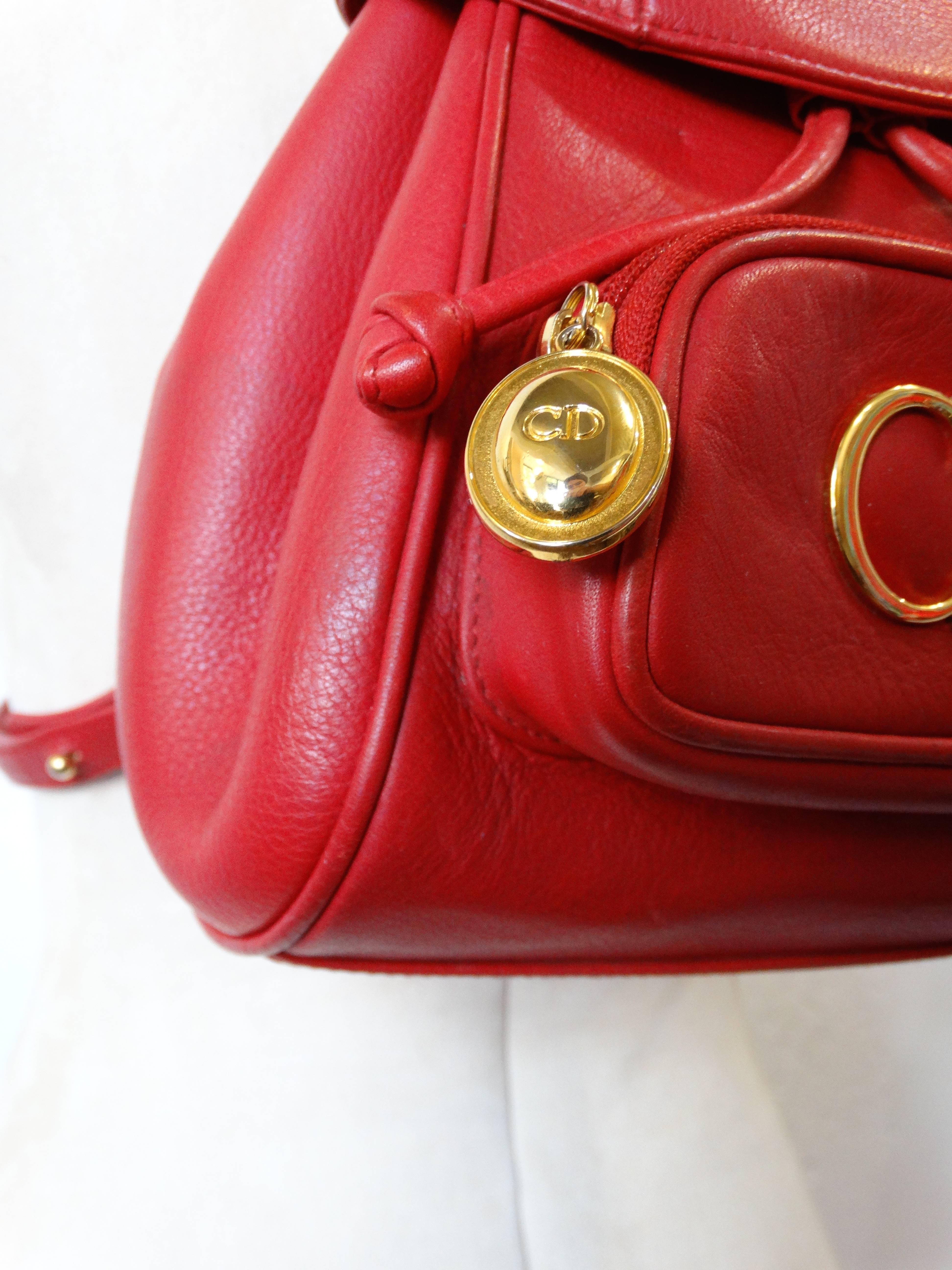 Christian Dior Lipstick Red Leather Mini Backpack   3