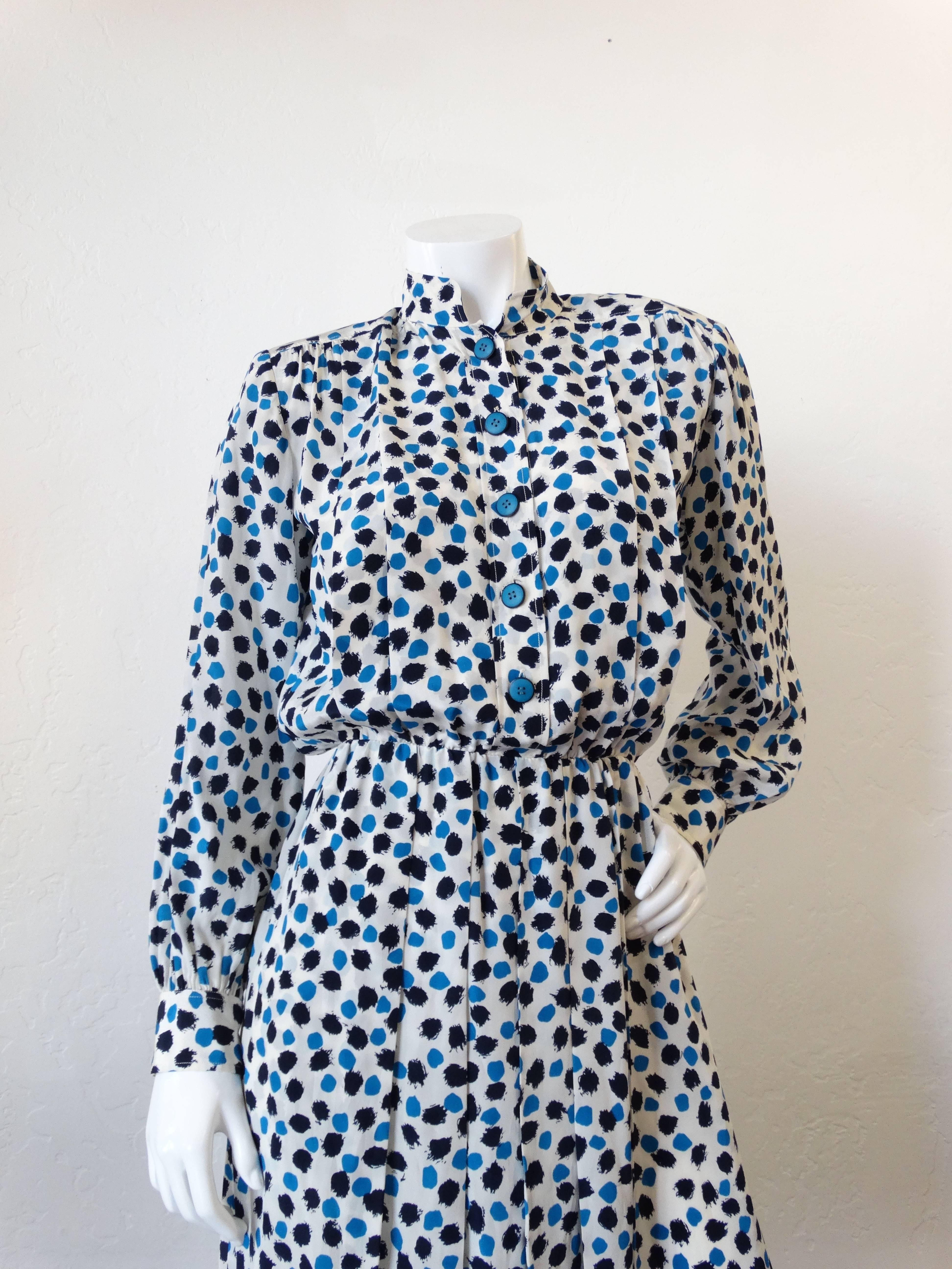 1980s Saint Laurent Secretary Paint Dot Dress 4