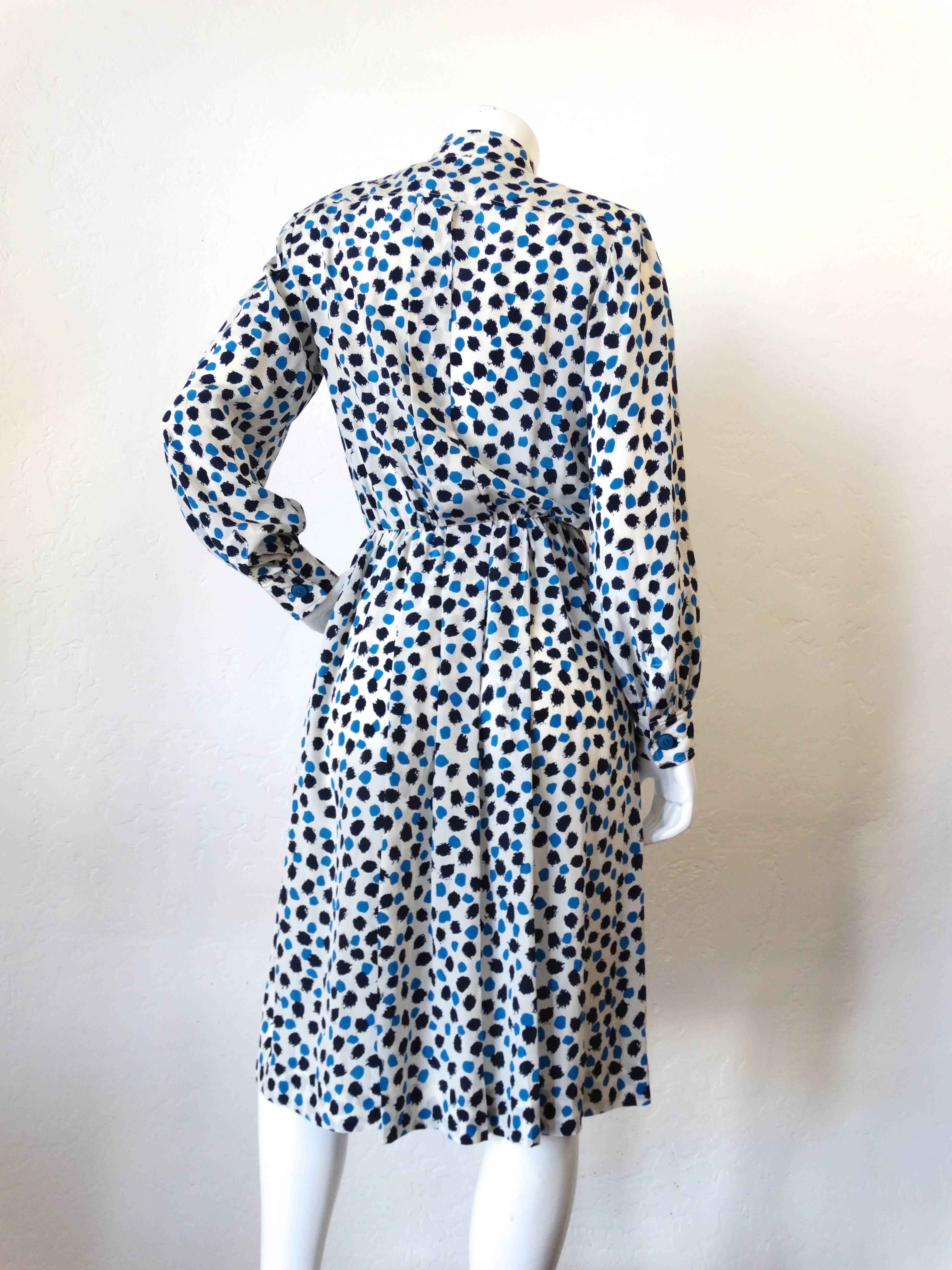 Women's 1980s Saint Laurent Secretary Paint Dot Dress