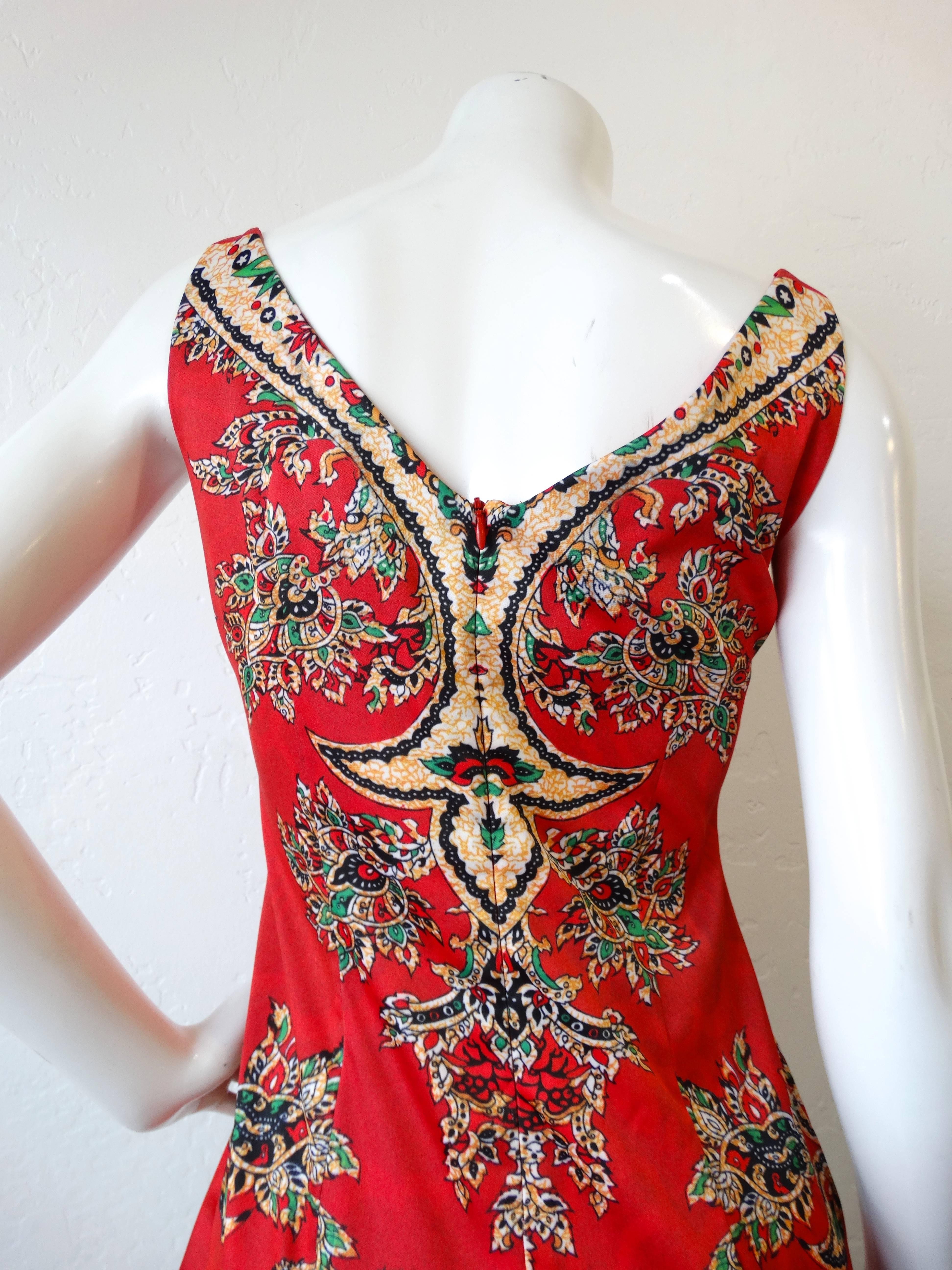 1990s Dashiki Printed Fringe Dress 4