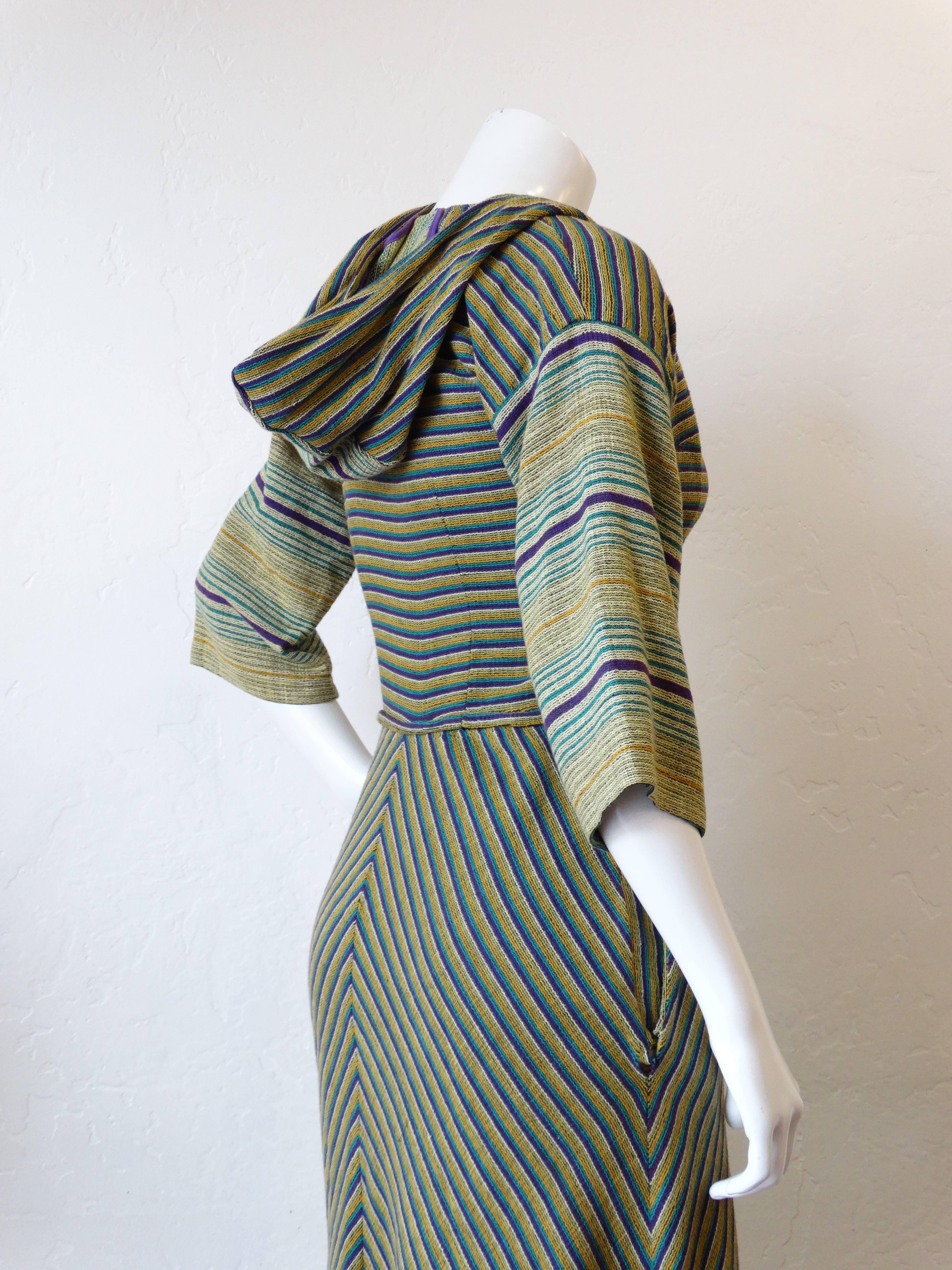 1970s Rikma Zip-Up Striped Dress 2