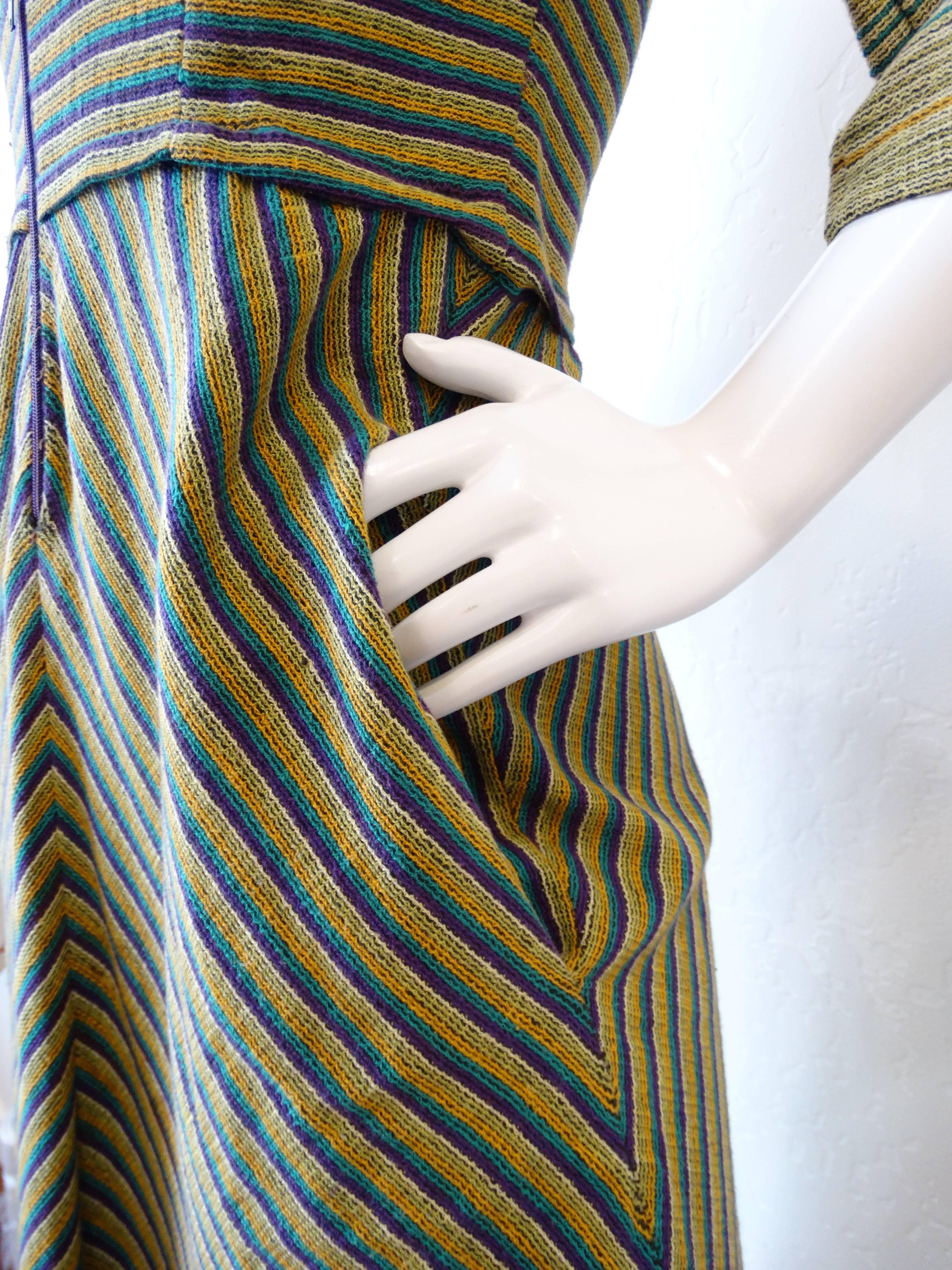 1970s Rikma Zip-Up Striped Dress 3