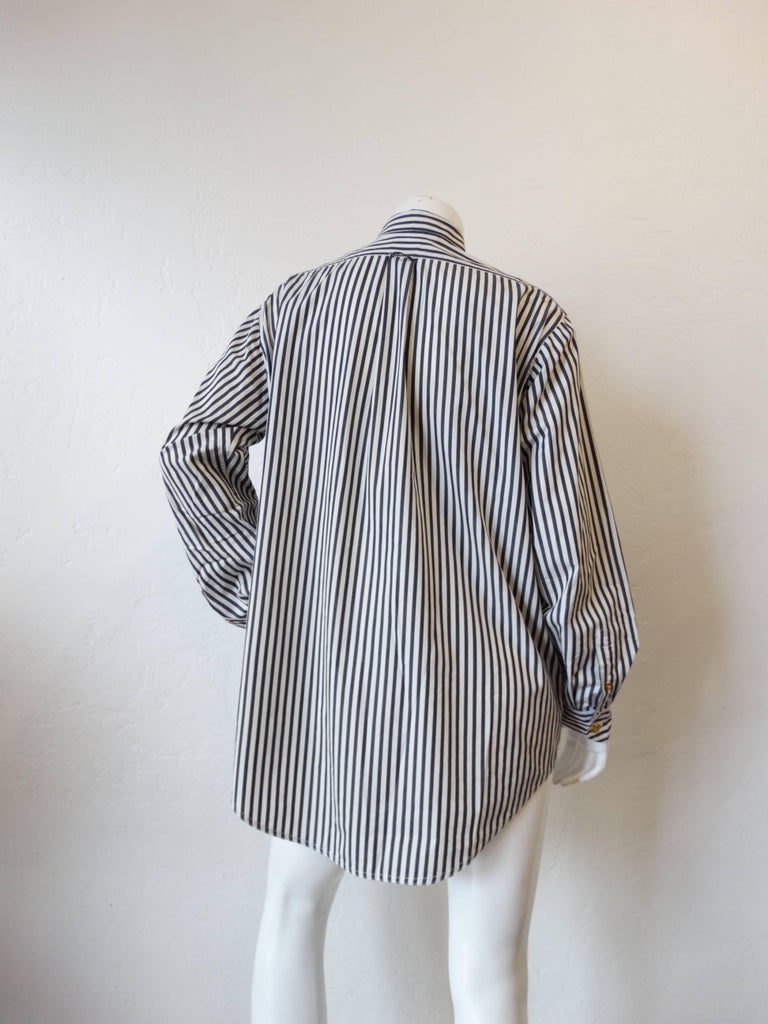 Rare 1990s Chanel Striped Button Up Dress Shirt at 1stDibs | chanel ...