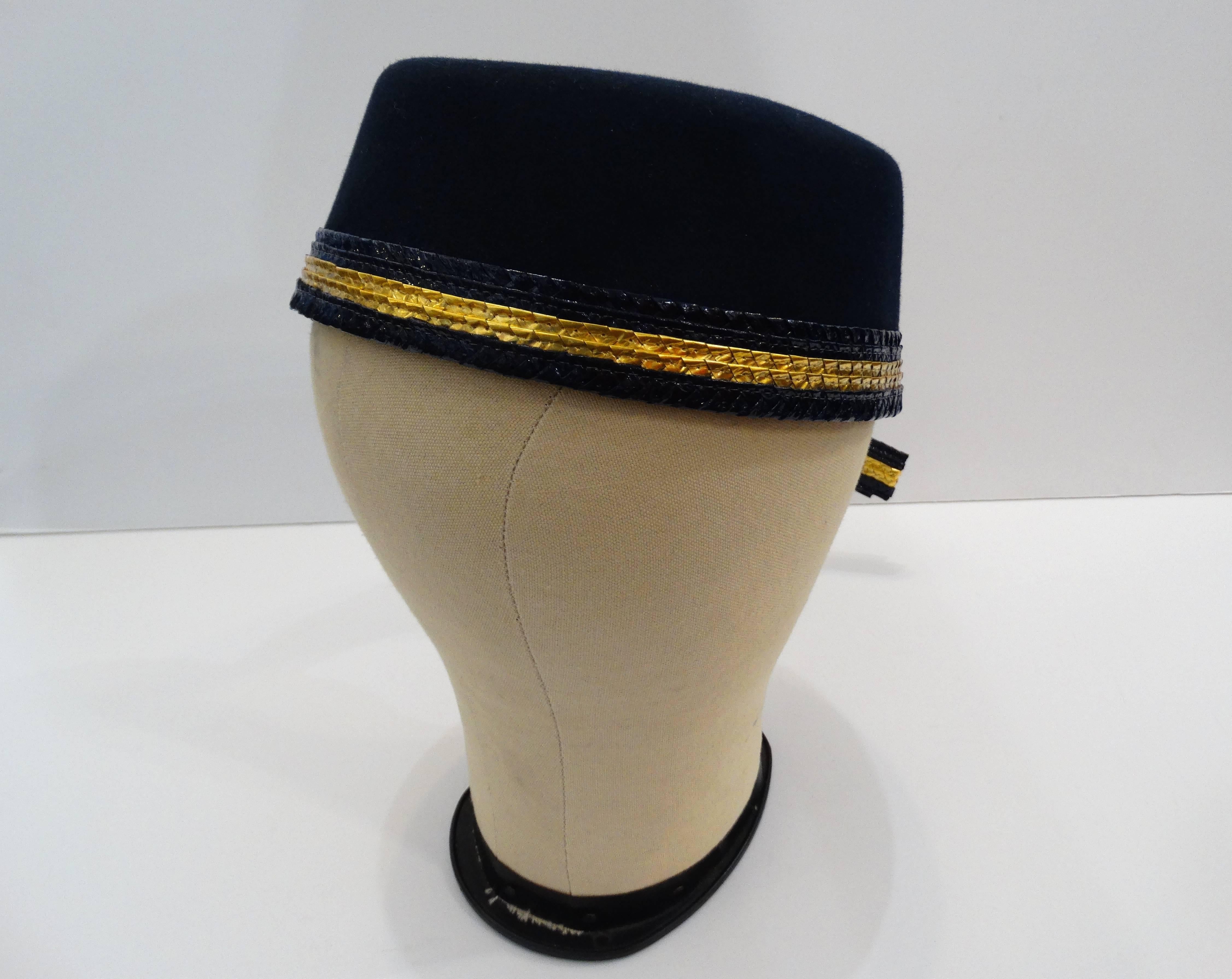 1960s Saint Laurent Felt Pillbox Hat 1