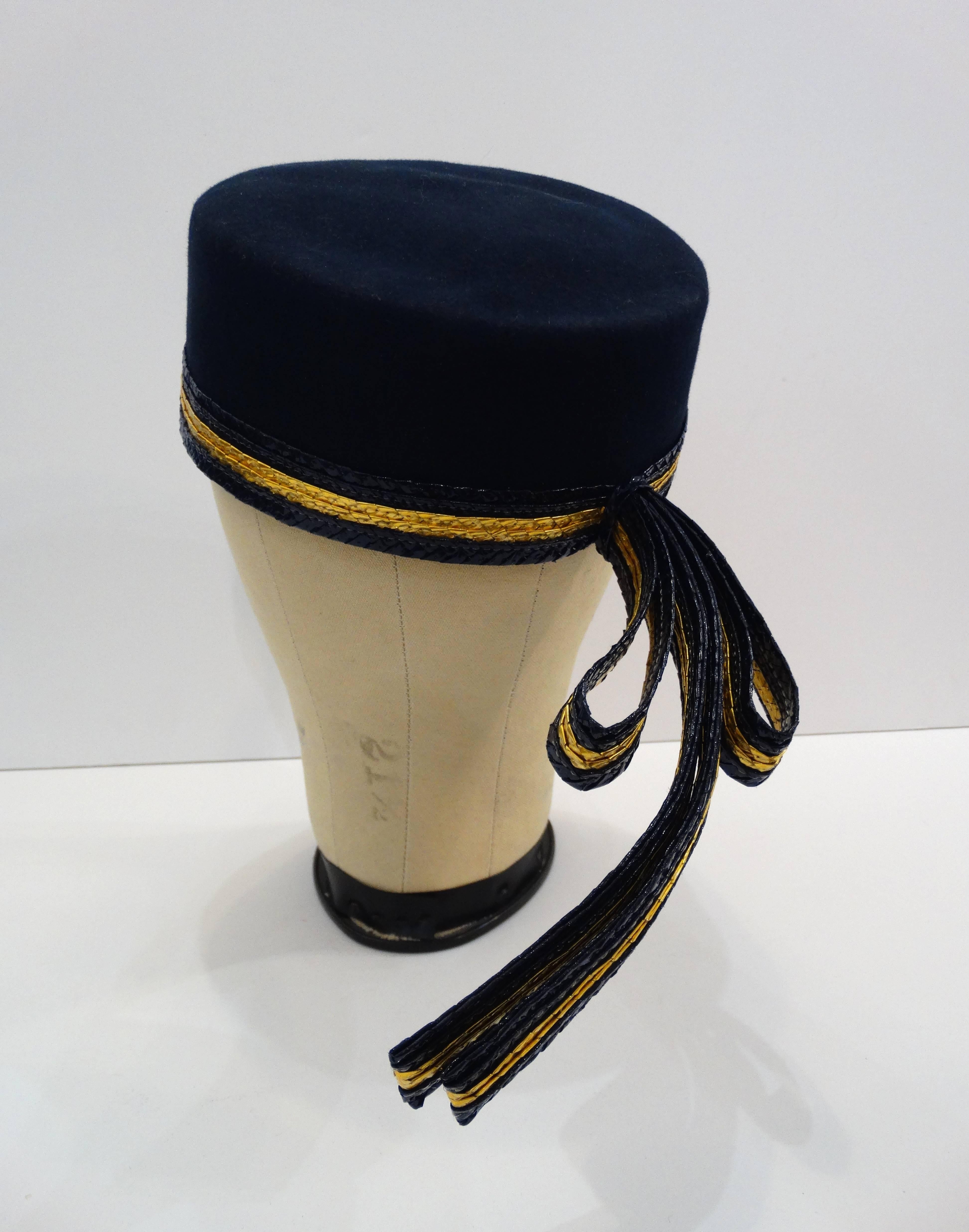 1960s Saint Laurent Felt Pillbox Hat 2