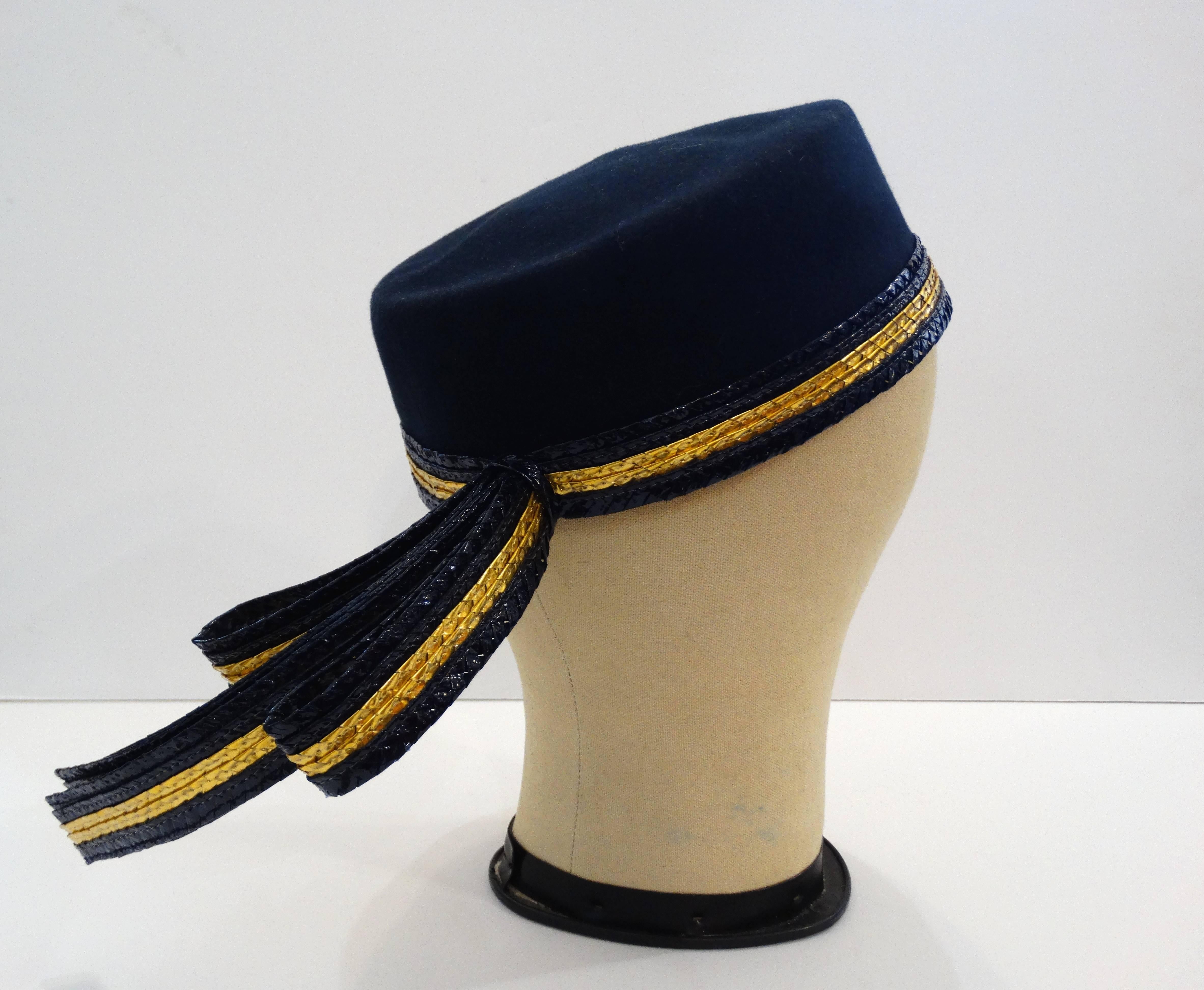1960s Saint Laurent Felt Pillbox Hat 4