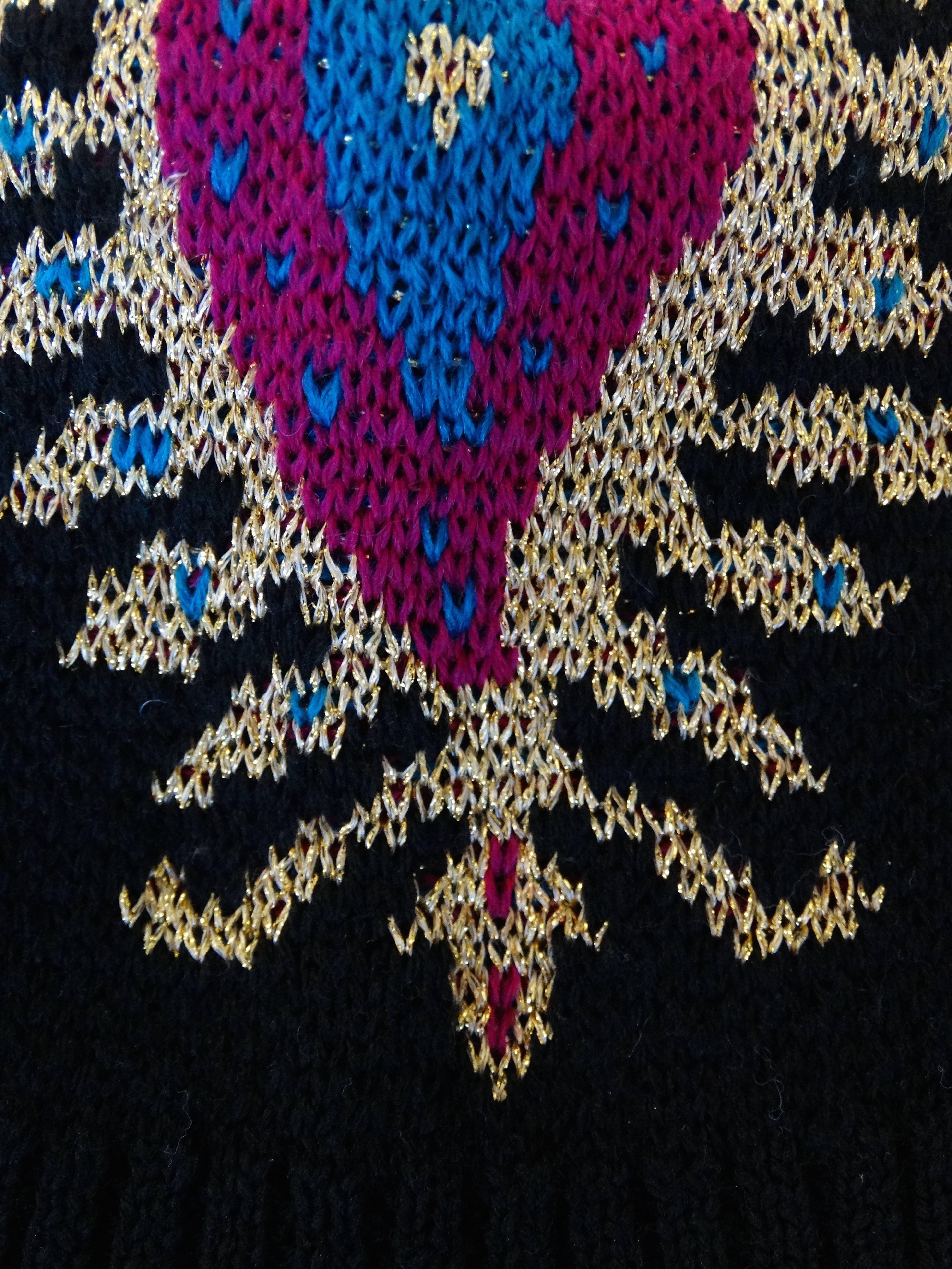 Rare 1970s Yves Saint Laurent Knitted Peacock Beanie  For Sale 3