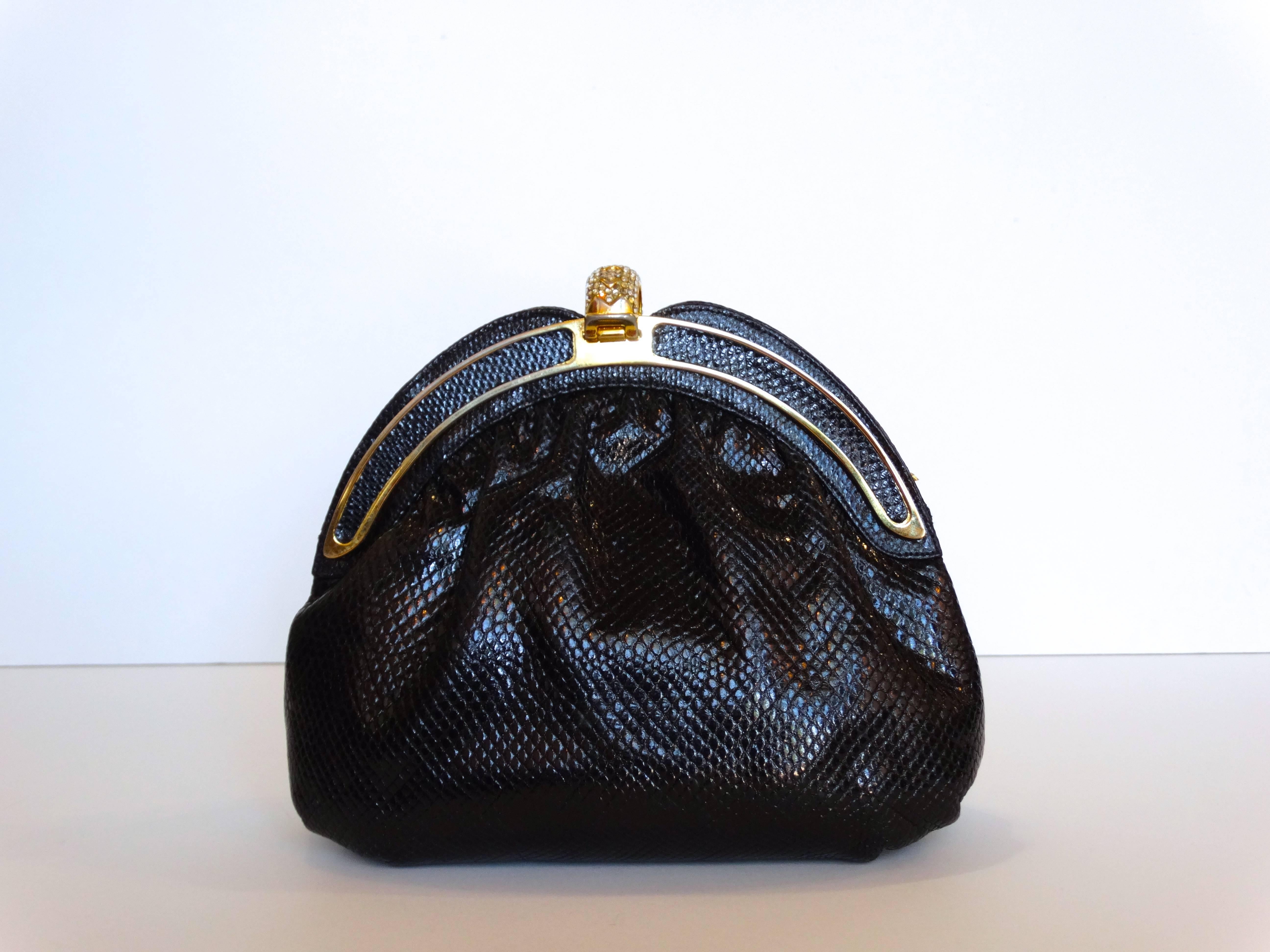 1980s Finesse La Model Snakeskin Convertible Clutch 1