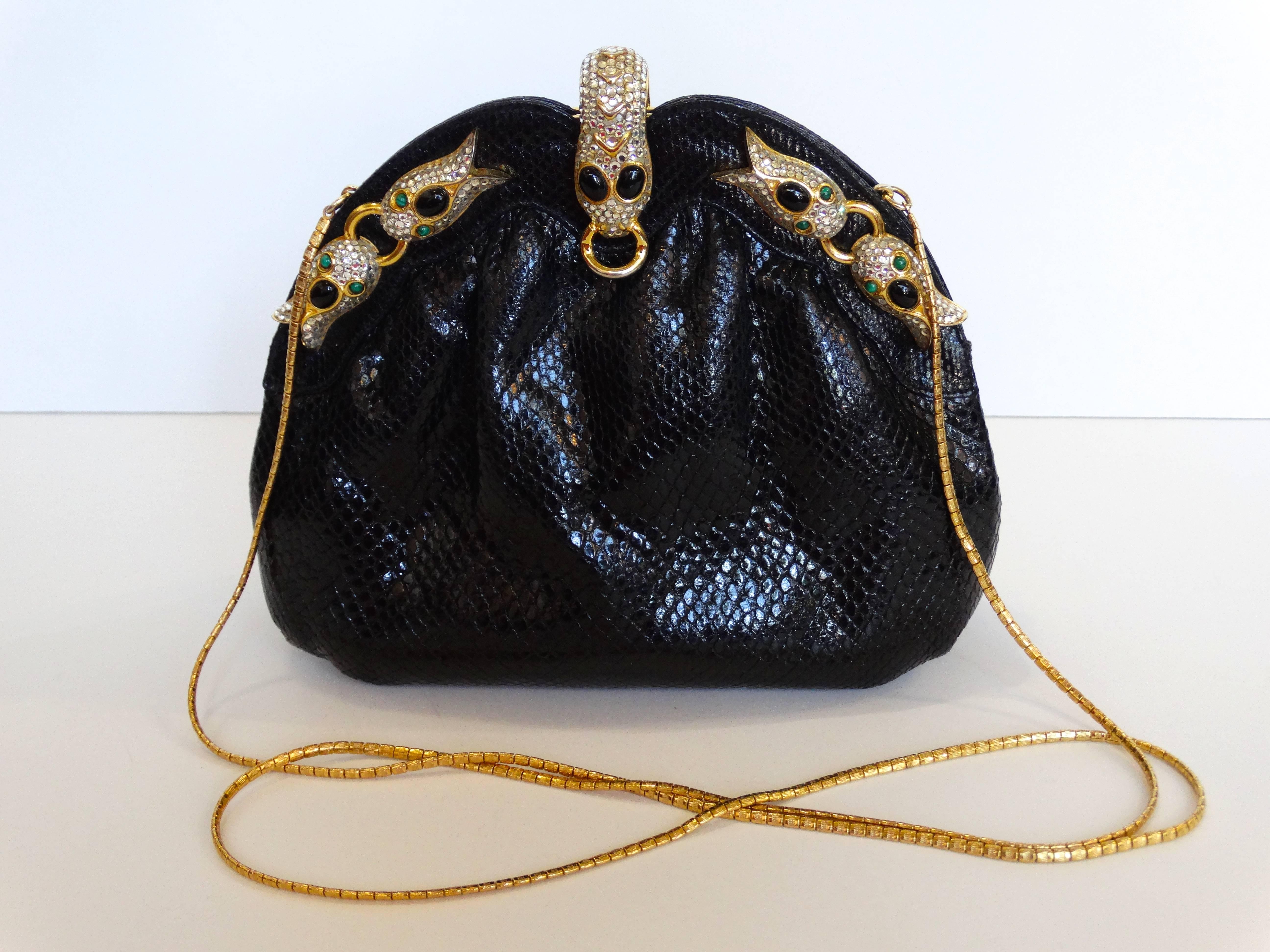 1980s Finesse La Model Snakeskin Convertible Clutch 3