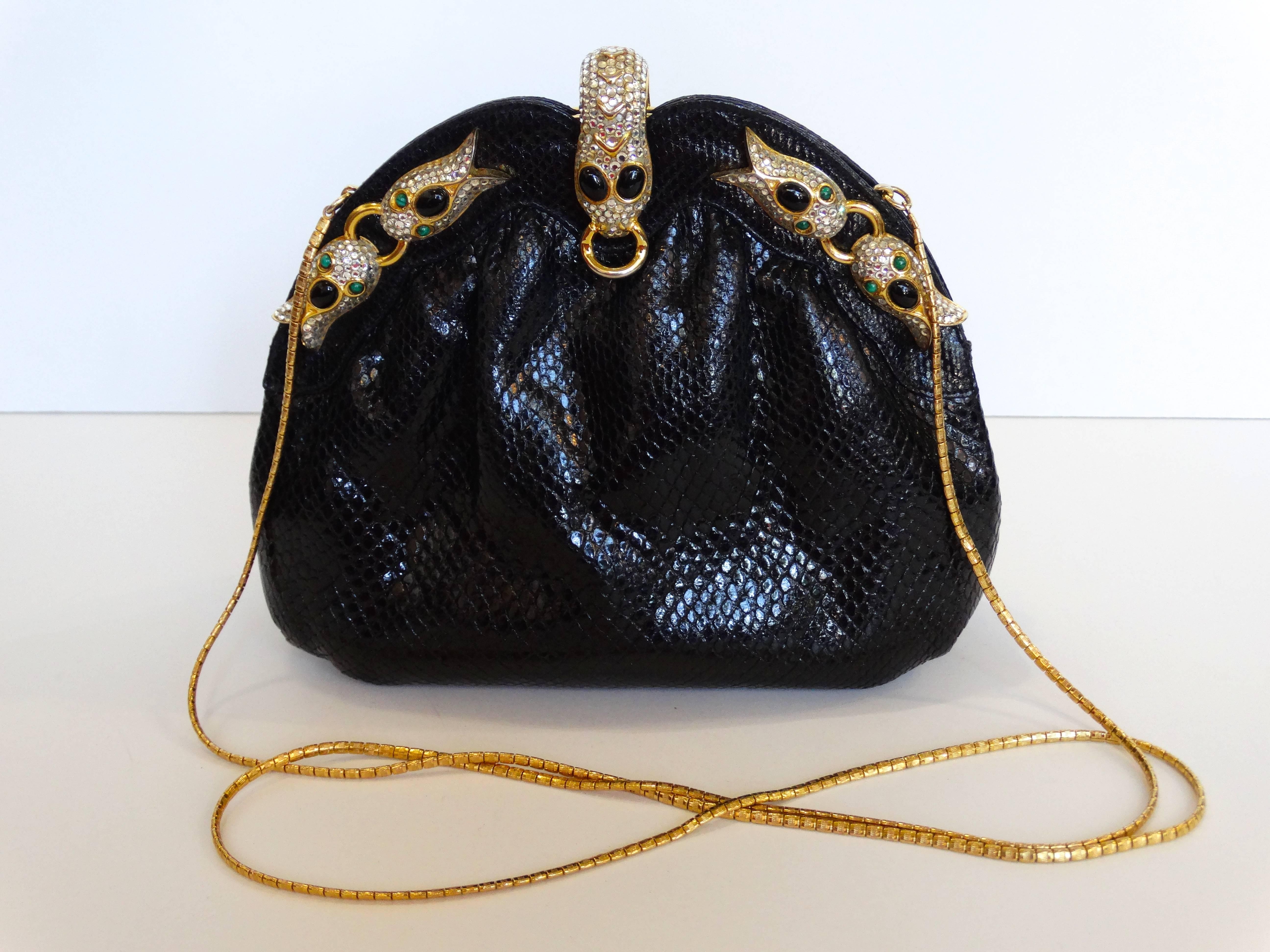 1980s Finesse La Model Snakeskin Convertible Clutch  3