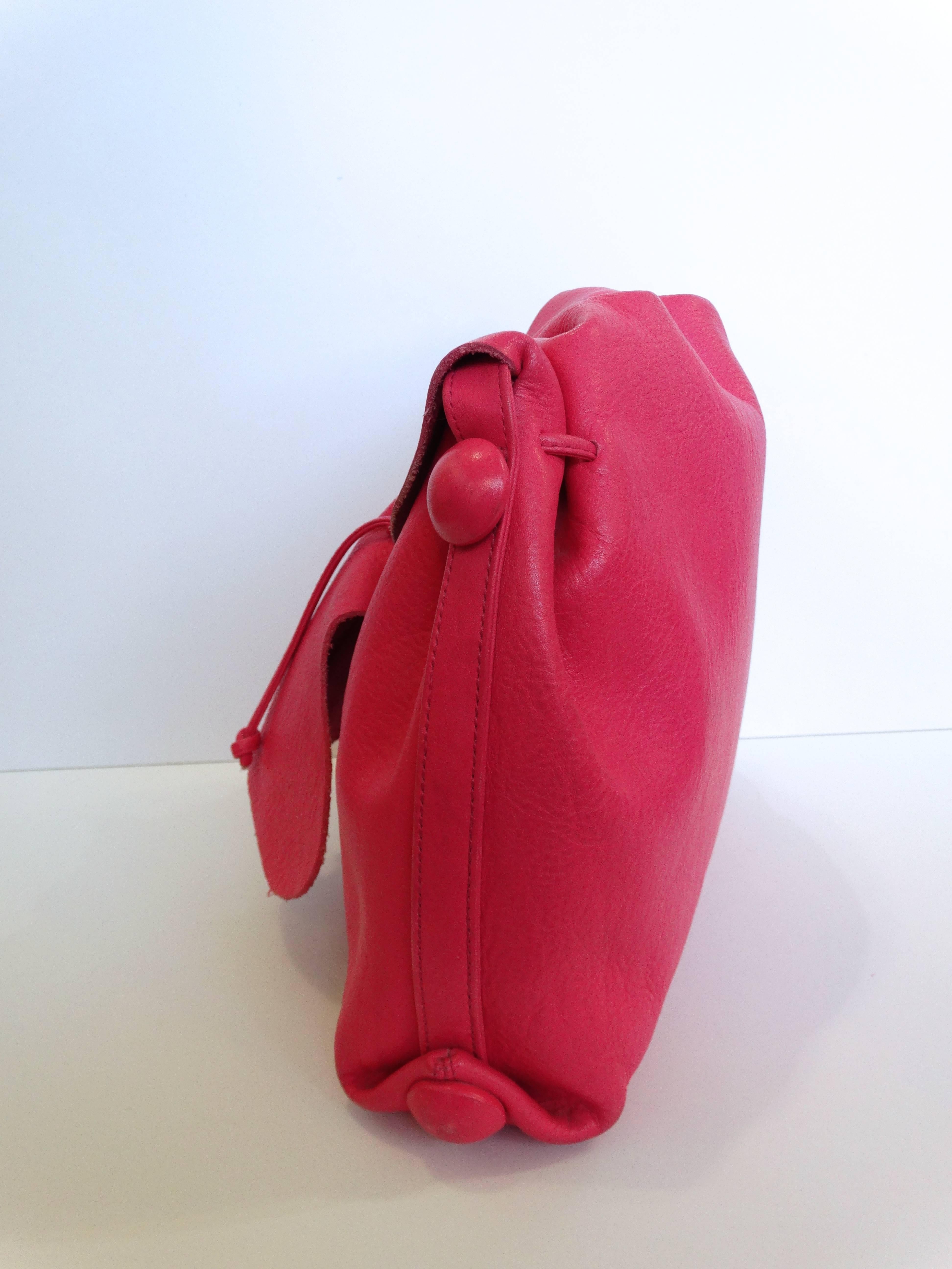 Bubblegum Pink Carlos Falchi Cinched Shoulder Bag In Excellent Condition In Scottsdale, AZ
