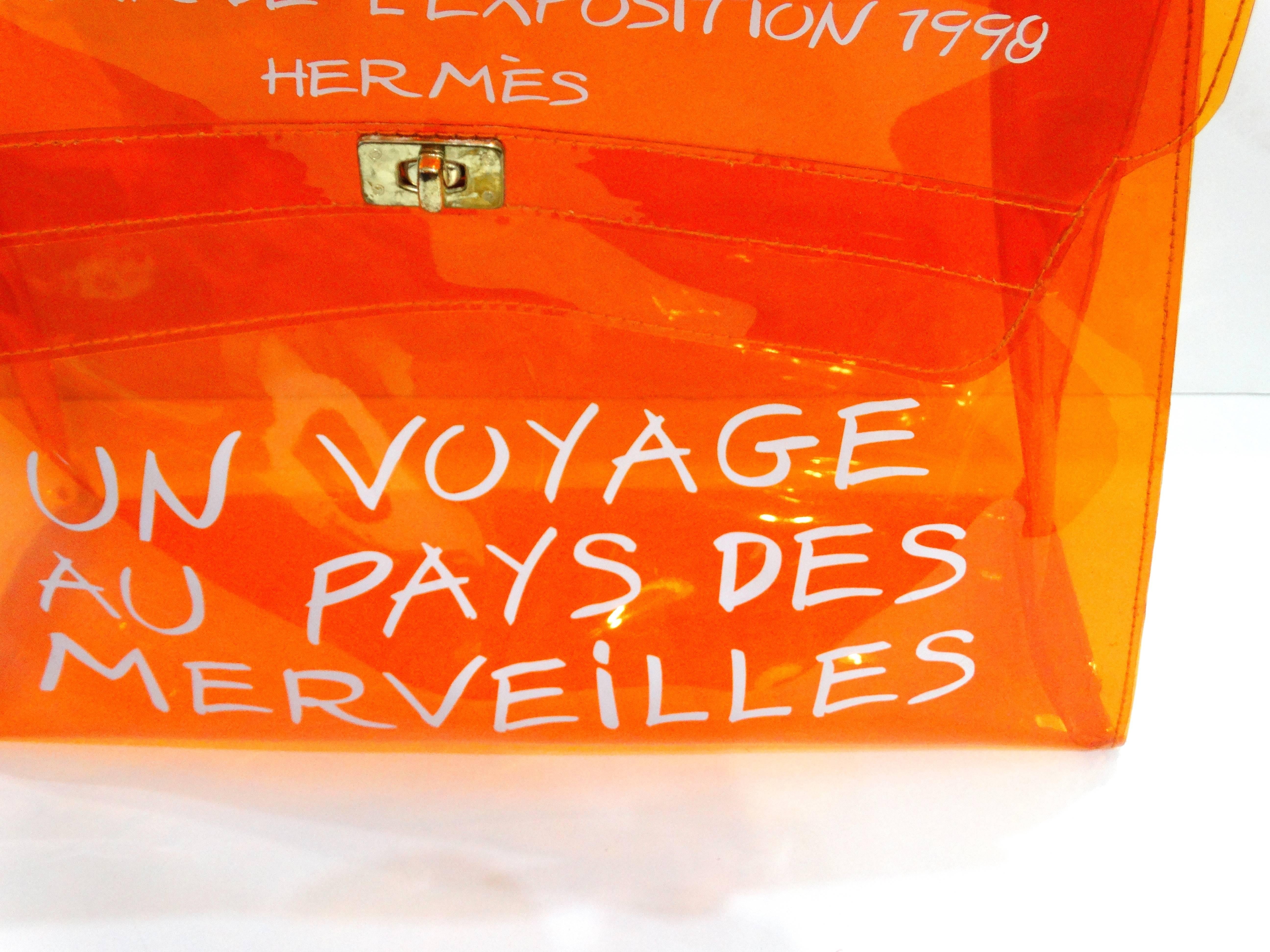 1998 Hermes Souvenir D'exposition Clear Orange Vinyl Kelly Bag 1