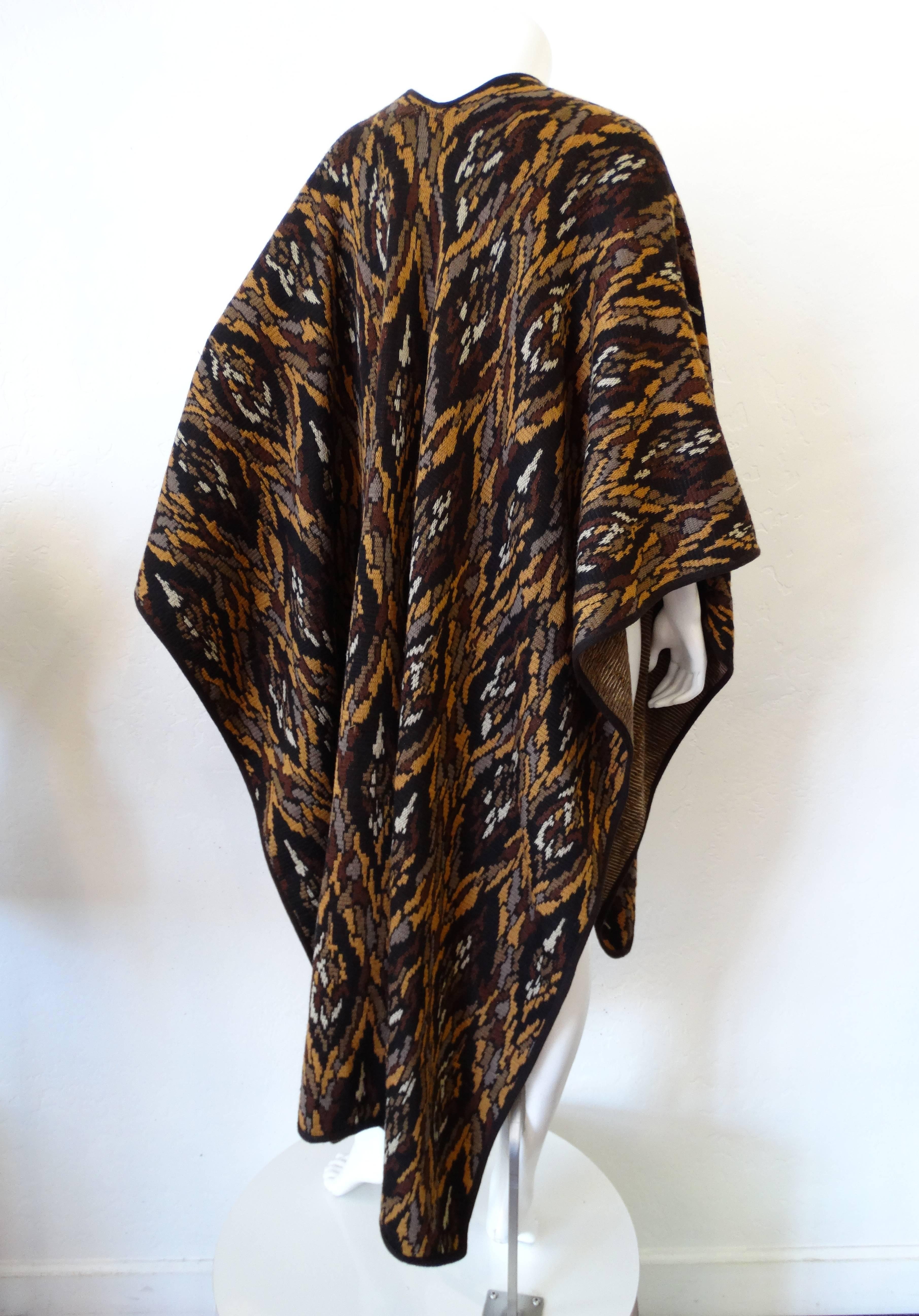Black 1980s Saint Laurent Rive Gauche Blanket Poncho