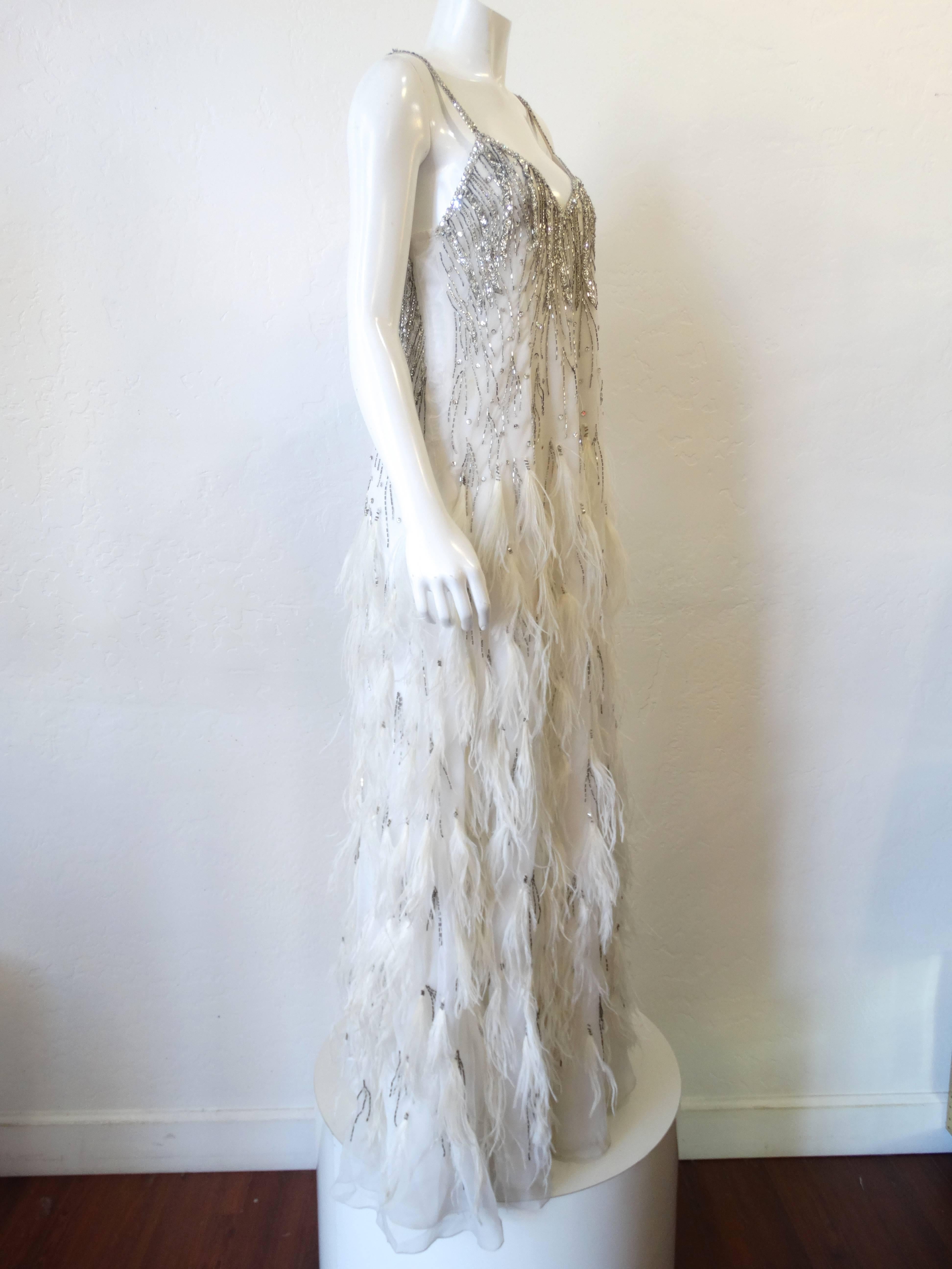 1980s Rubin Panis Ostriched Feathered Gown  In Excellent Condition In Scottsdale, AZ