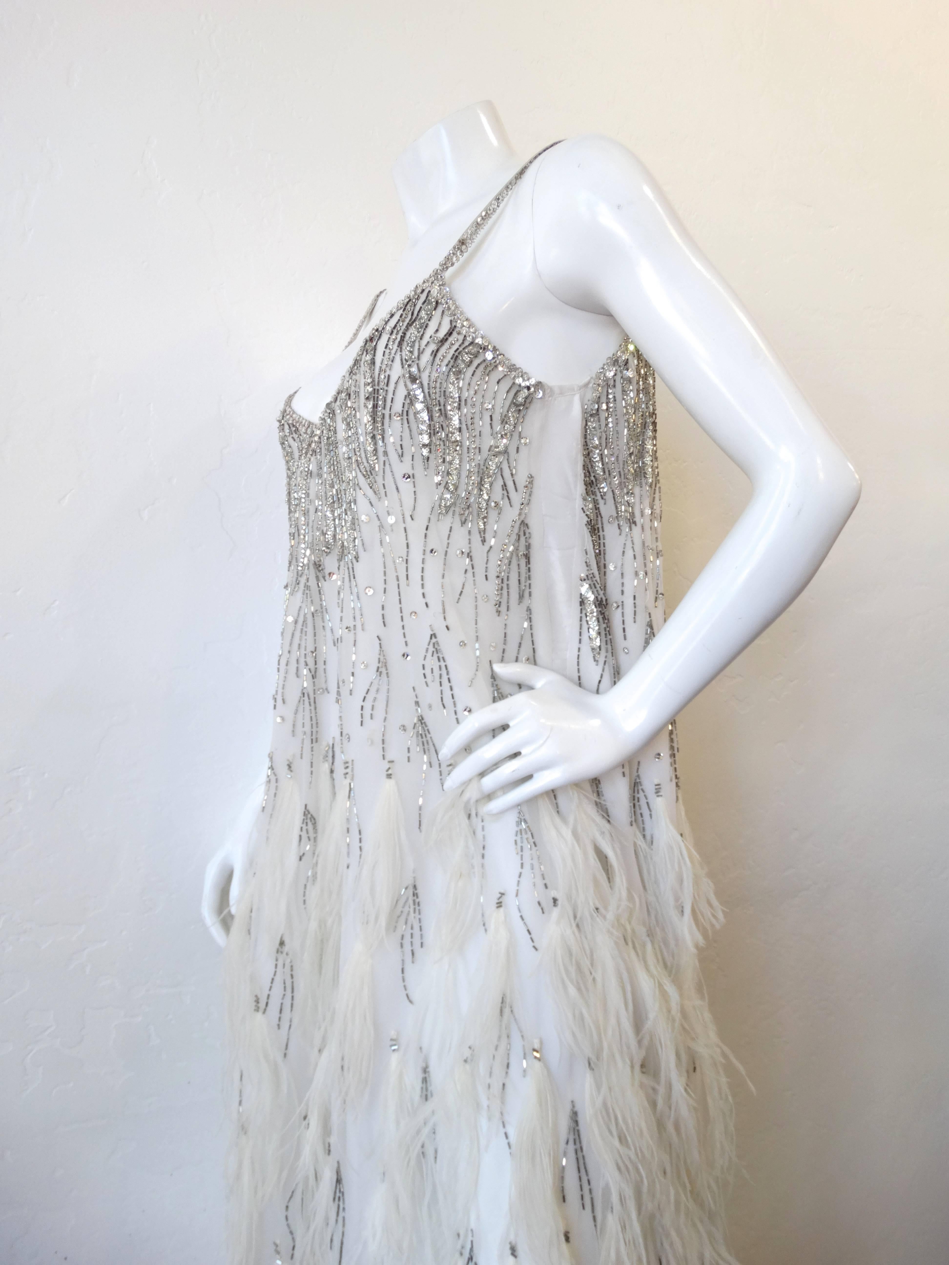 1980s Rubin Panis Ostriched Feathered Gown  1