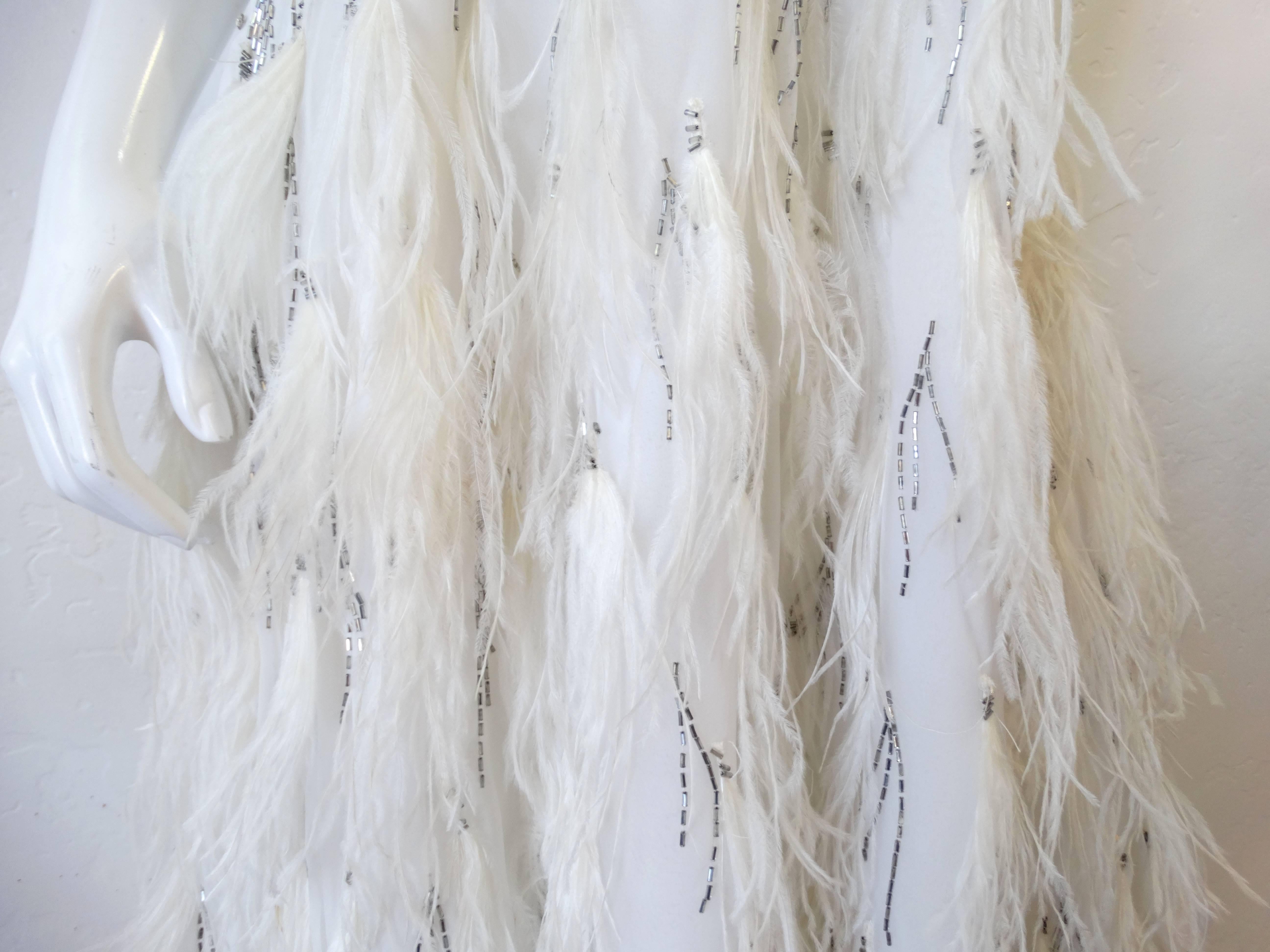1980s Rubin Panis Ostriched Feathered Gown  2