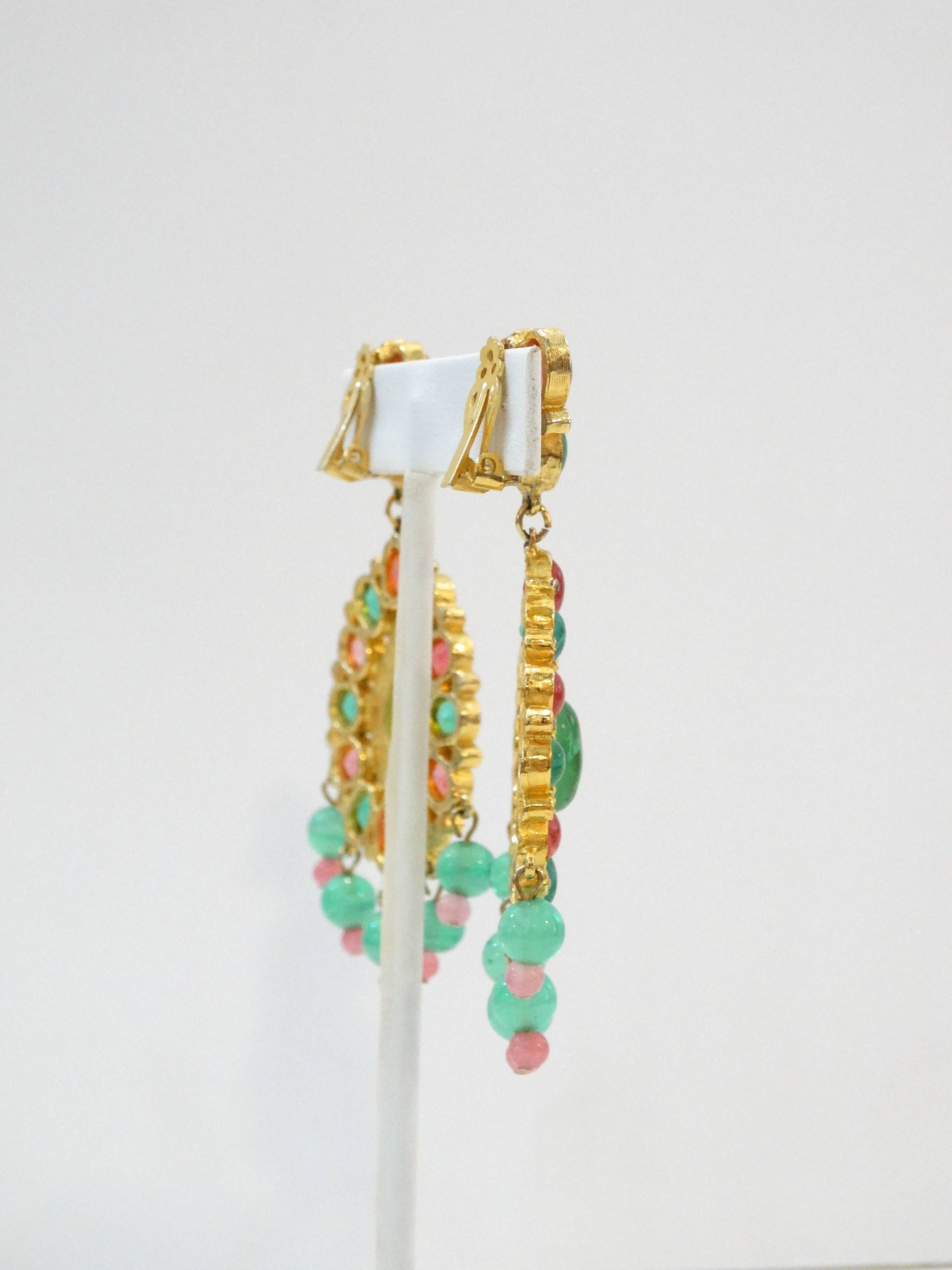 Stunning 1960s Magda Glass Chandelier Earrings  In Excellent Condition In Scottsdale, AZ